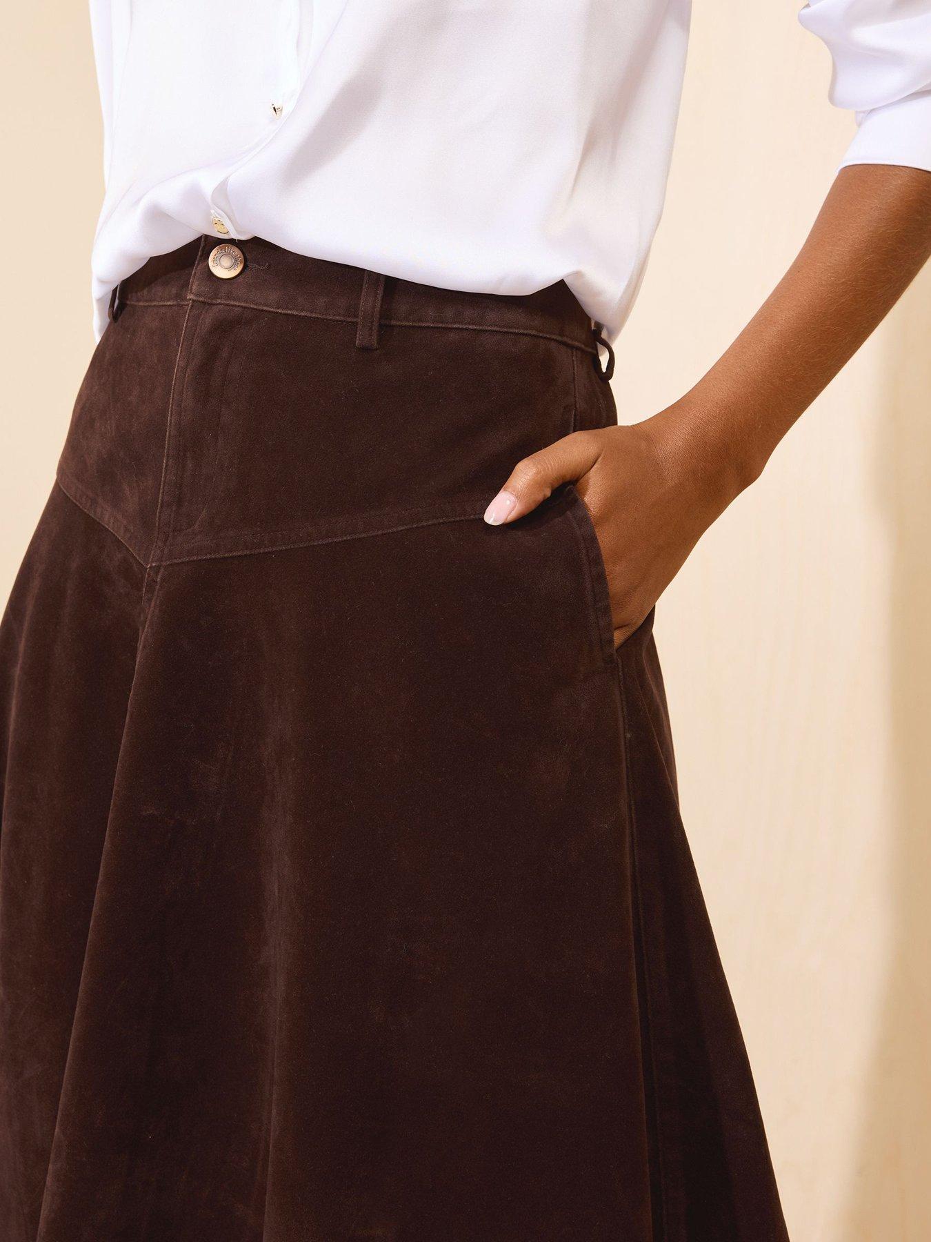 Image 4 of 5 of Friends Like These Womens Full Hem Panelled Midi Skirt - Brown