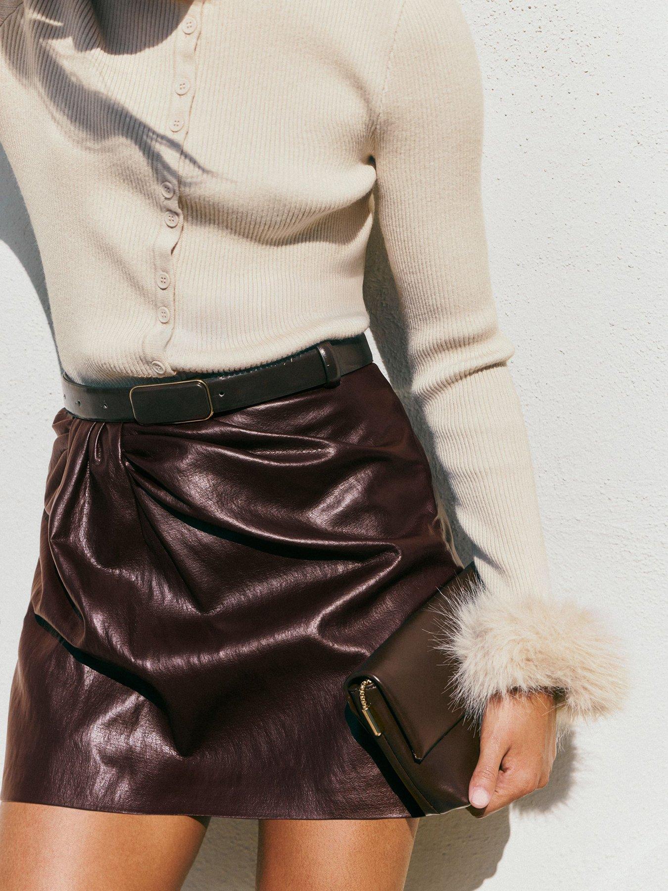 Image 1 of 5 of Friends Like These Burgundy Red Crinkle Faux Leather Pu Manipulated Skort