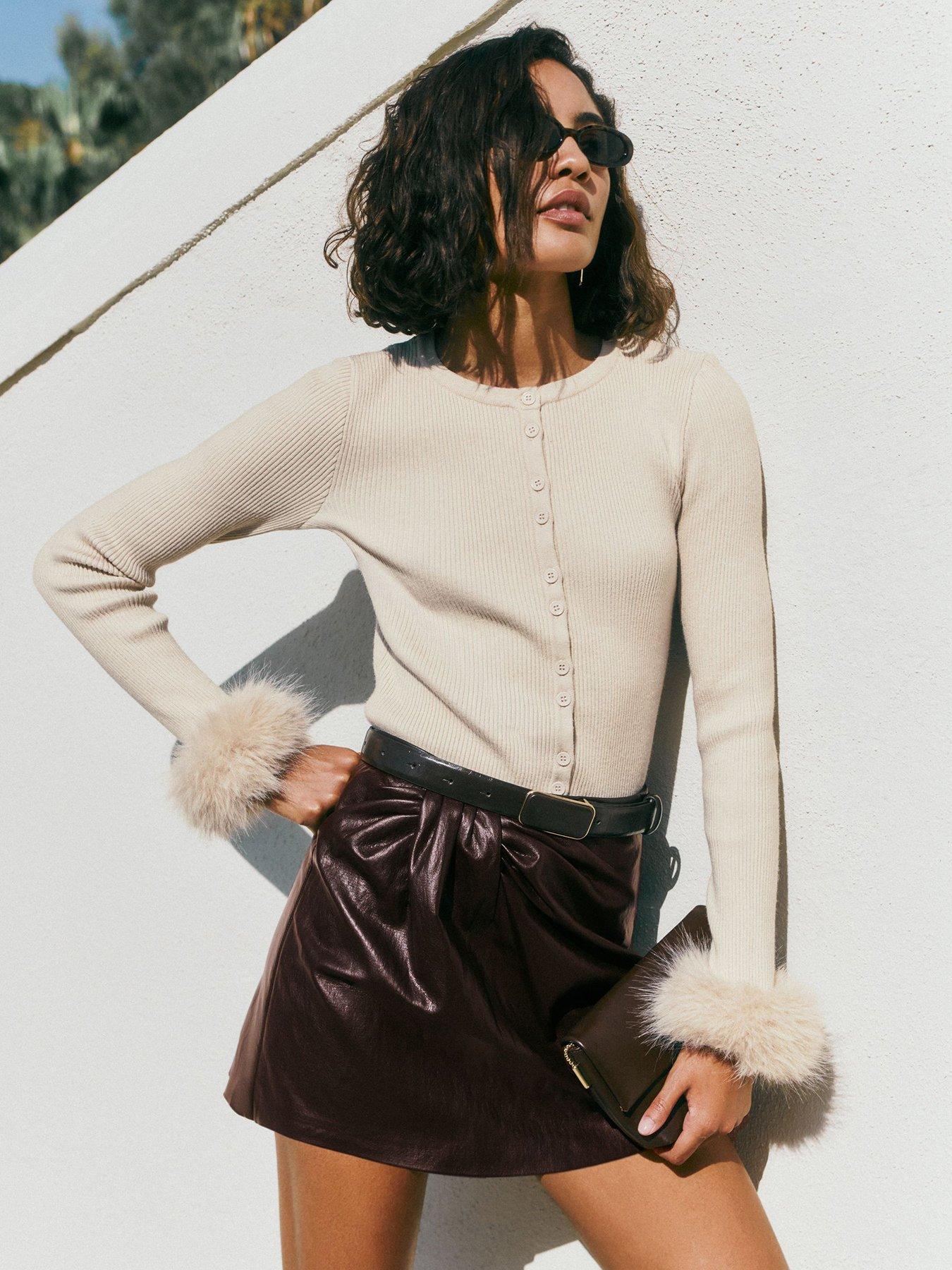Image 2 of 5 of Friends Like These Burgundy Red Crinkle Faux Leather Pu Manipulated Skort