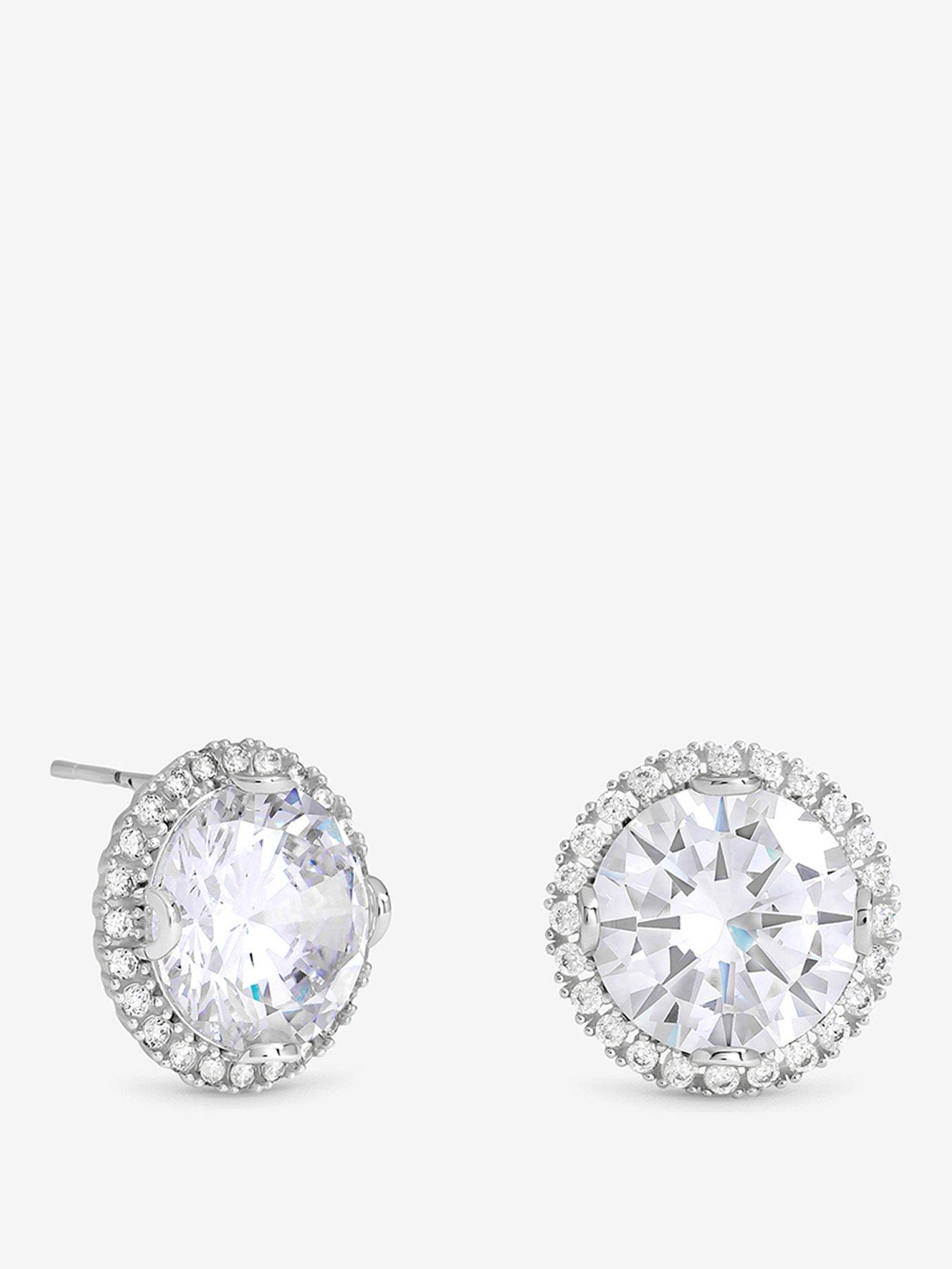 Jon Richard Rhodium Plated And Crystal Statement Halo Stud Earrings