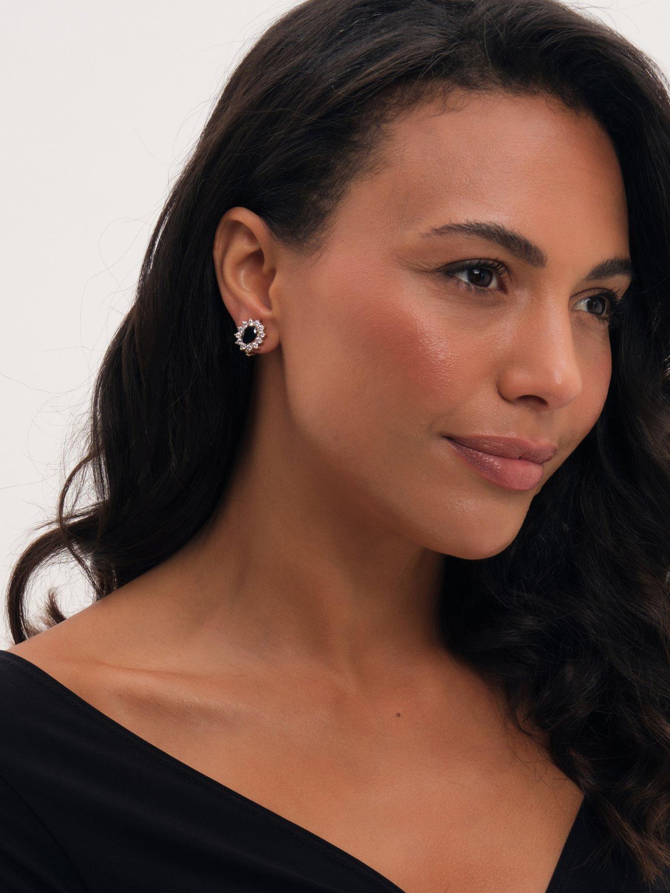 Image 3 of 3 of Jon Richard Jon Richard Gold Plated And Emerald Vintage Halo Clip Earrings