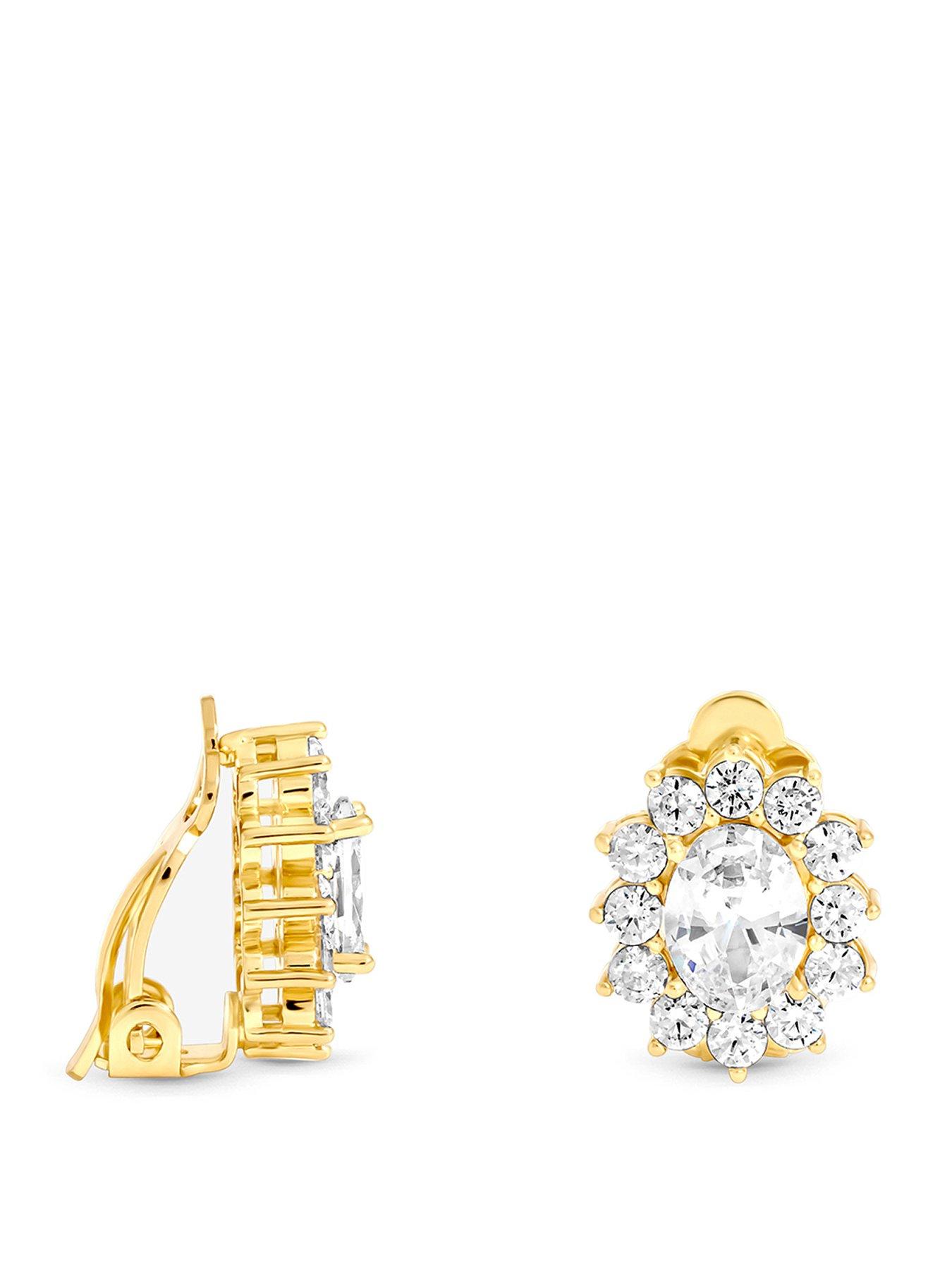 Image 1 of 1 of Jon Richard Jon Richard Gold Plated And Crystal Vintage Halo Clip Earrings