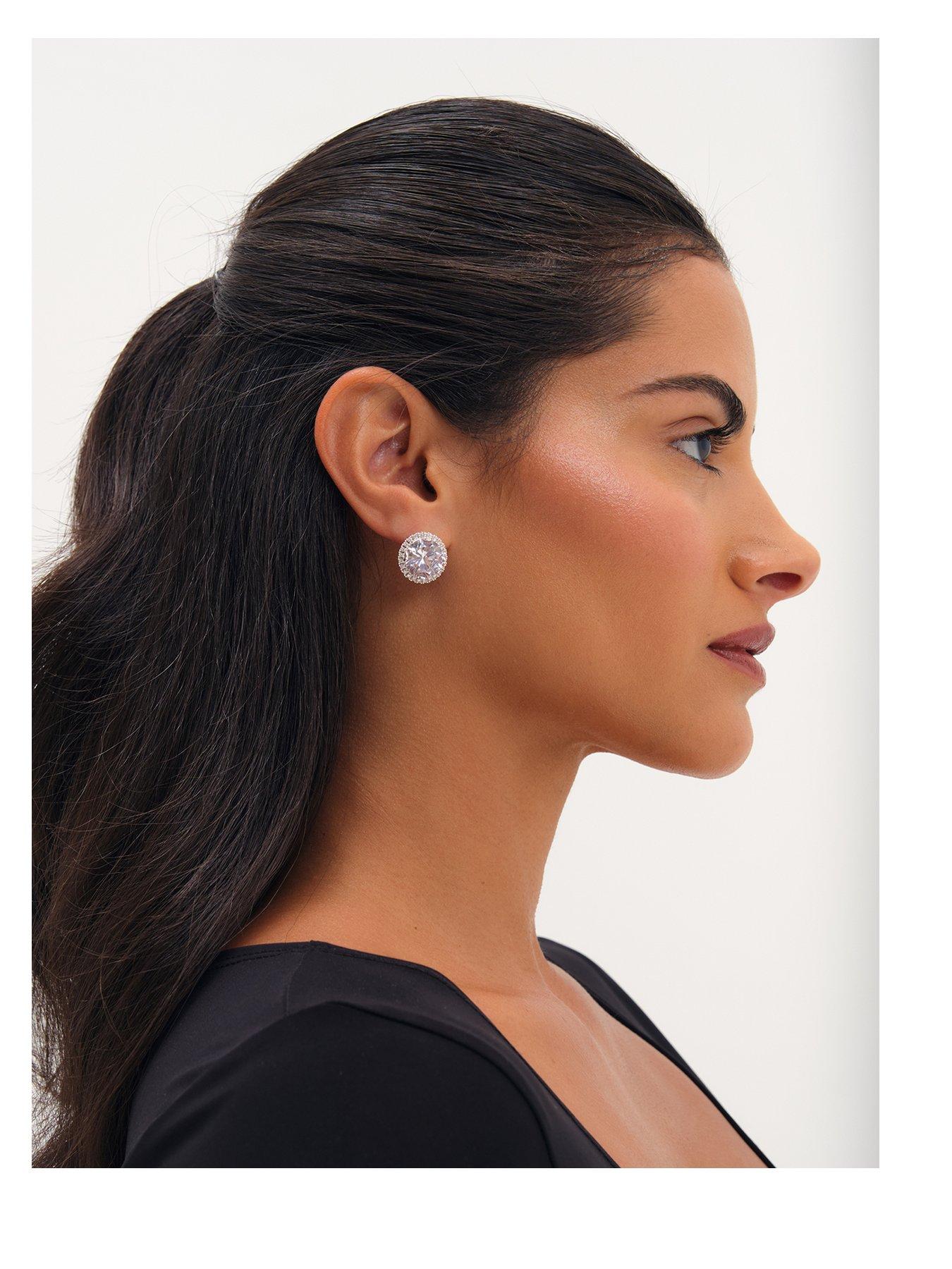 Jon Richard Silver Plated And Crystal Statement Clip Earrings