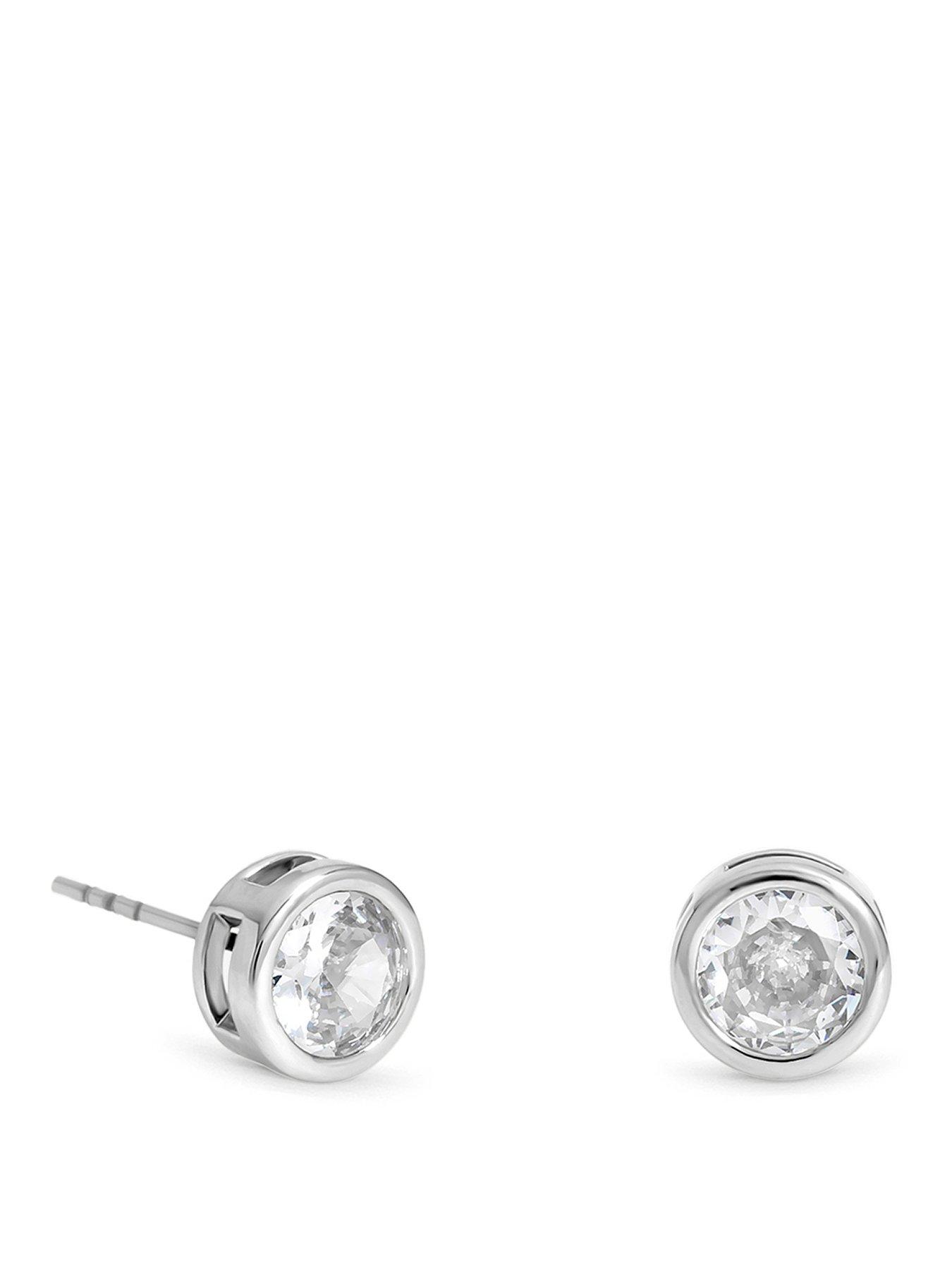 Image 1 of 1 of Jon Richard Rhodium Plated And Crystal Medium Bezel Stud Earrings