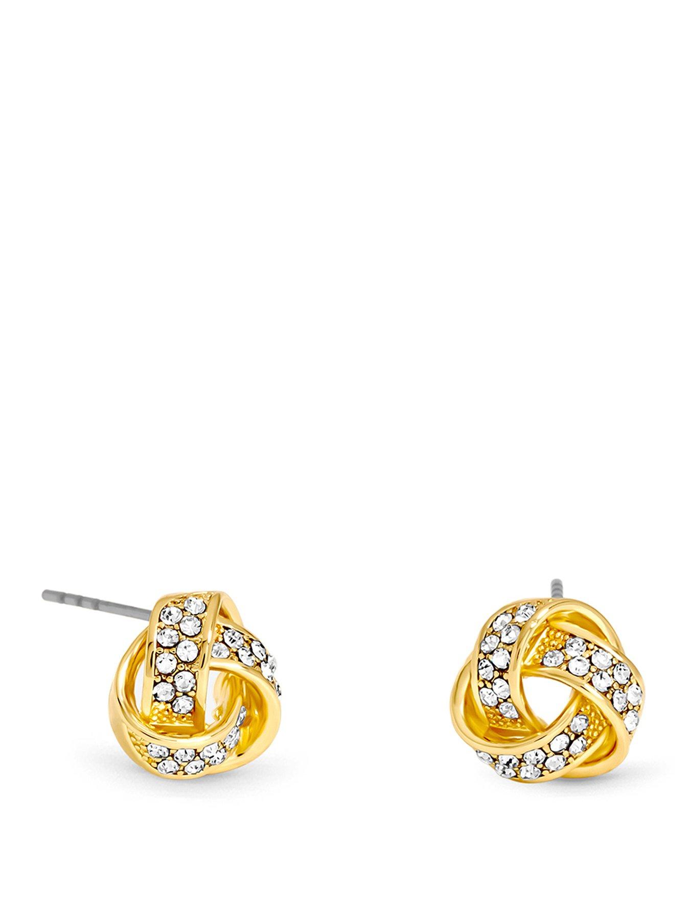 Image 1 of 3 of Jon Richard Gold Plated Pave Knot Earrings
