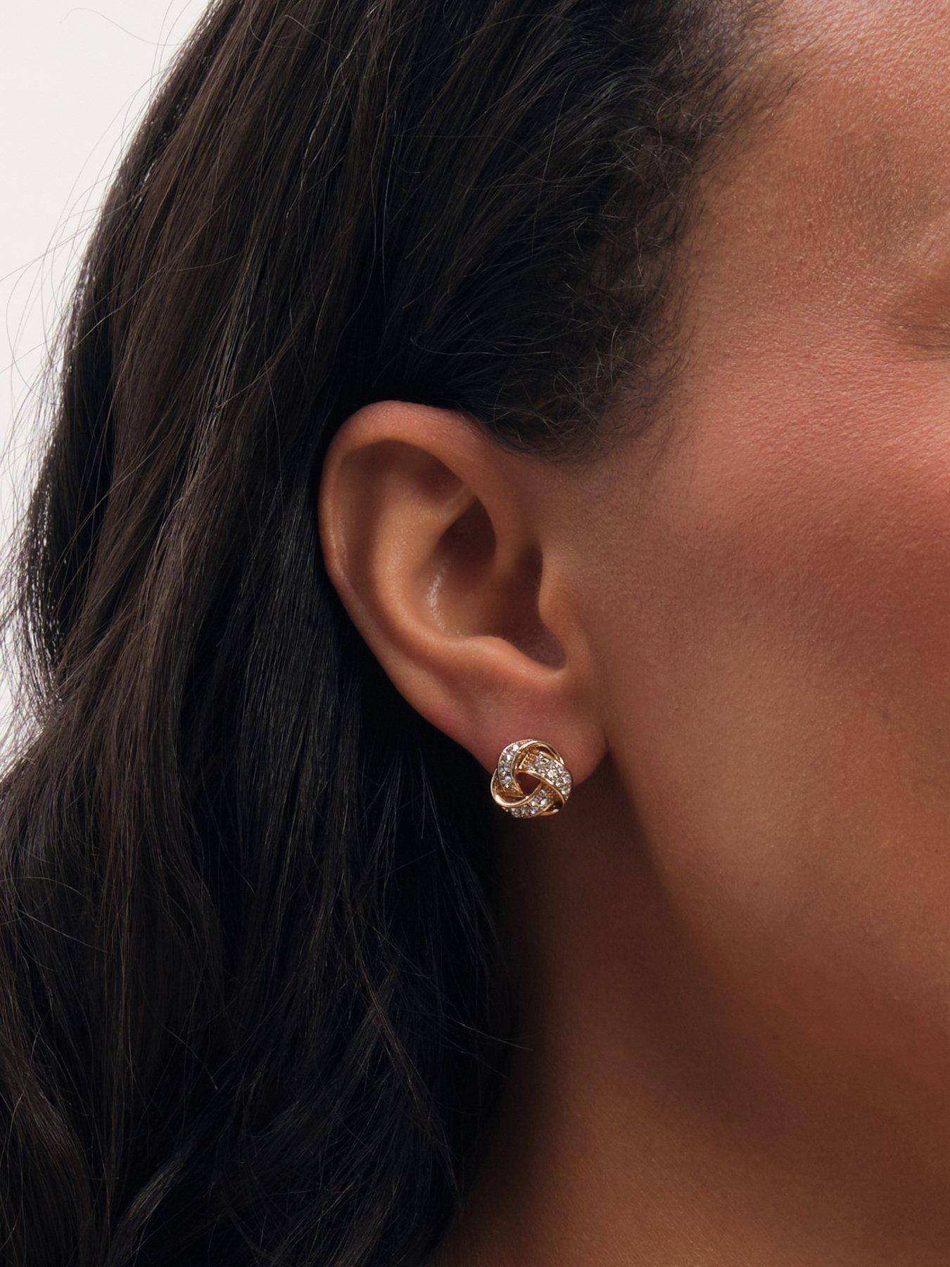 Image 2 of 3 of Jon Richard Gold Plated Pave Knot Earrings