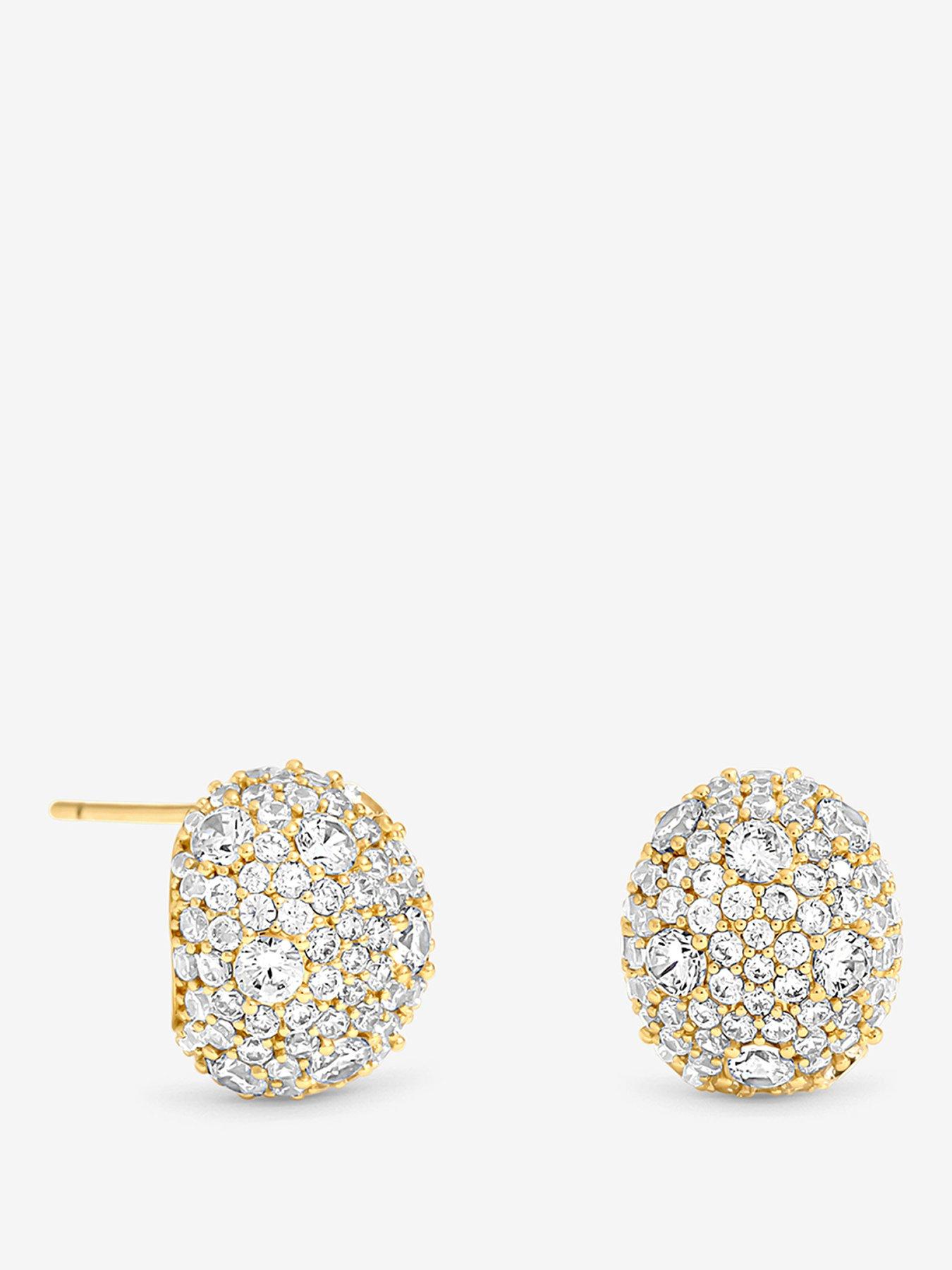 Jon Richard Gold Plated And Pave Dome Stud Earrings