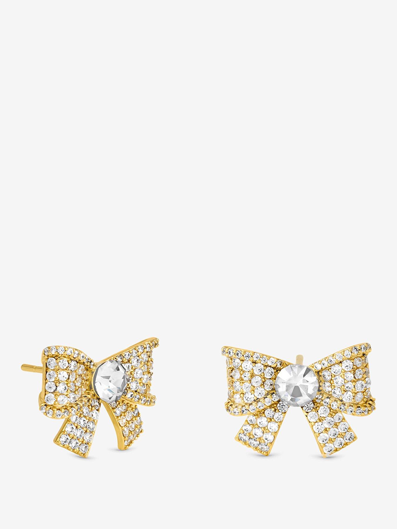 Jon Richard Gold Plated And Pave And Crystal Bow Earrings