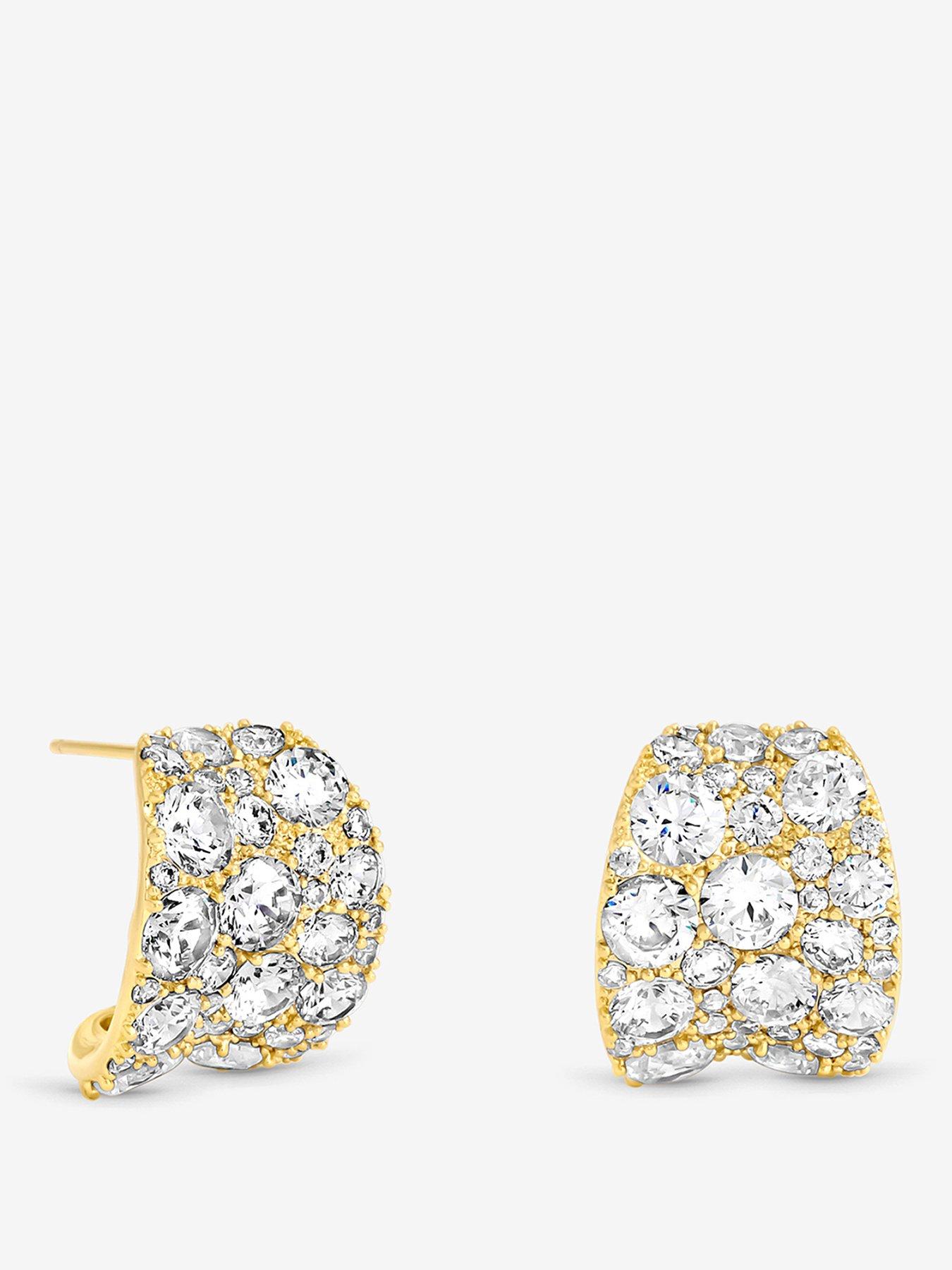 Jon Richard Gold Plated And Pave Curve Earrings