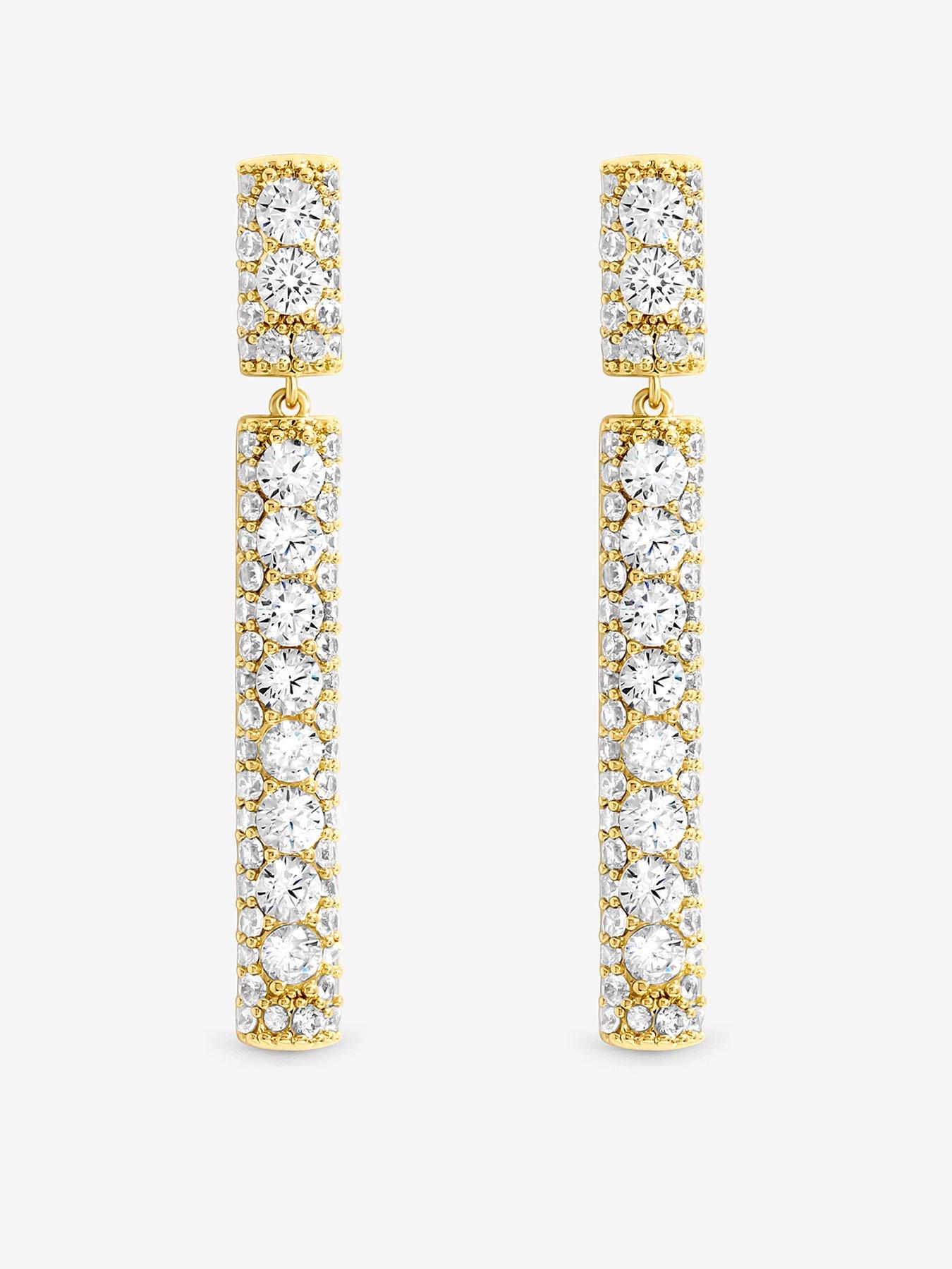 Image 1 of 3 of Jon Richard Gold Plated Pave And Crystal Drop Earrings