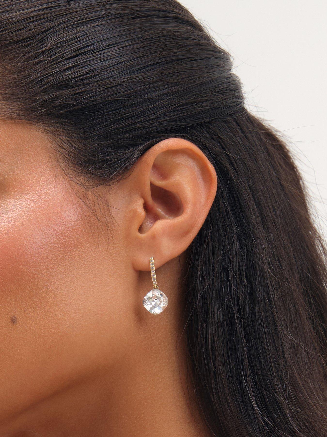 Image 2 of 3 of Jon Richard Gold Plated Pave And Crystal Drop Earrings