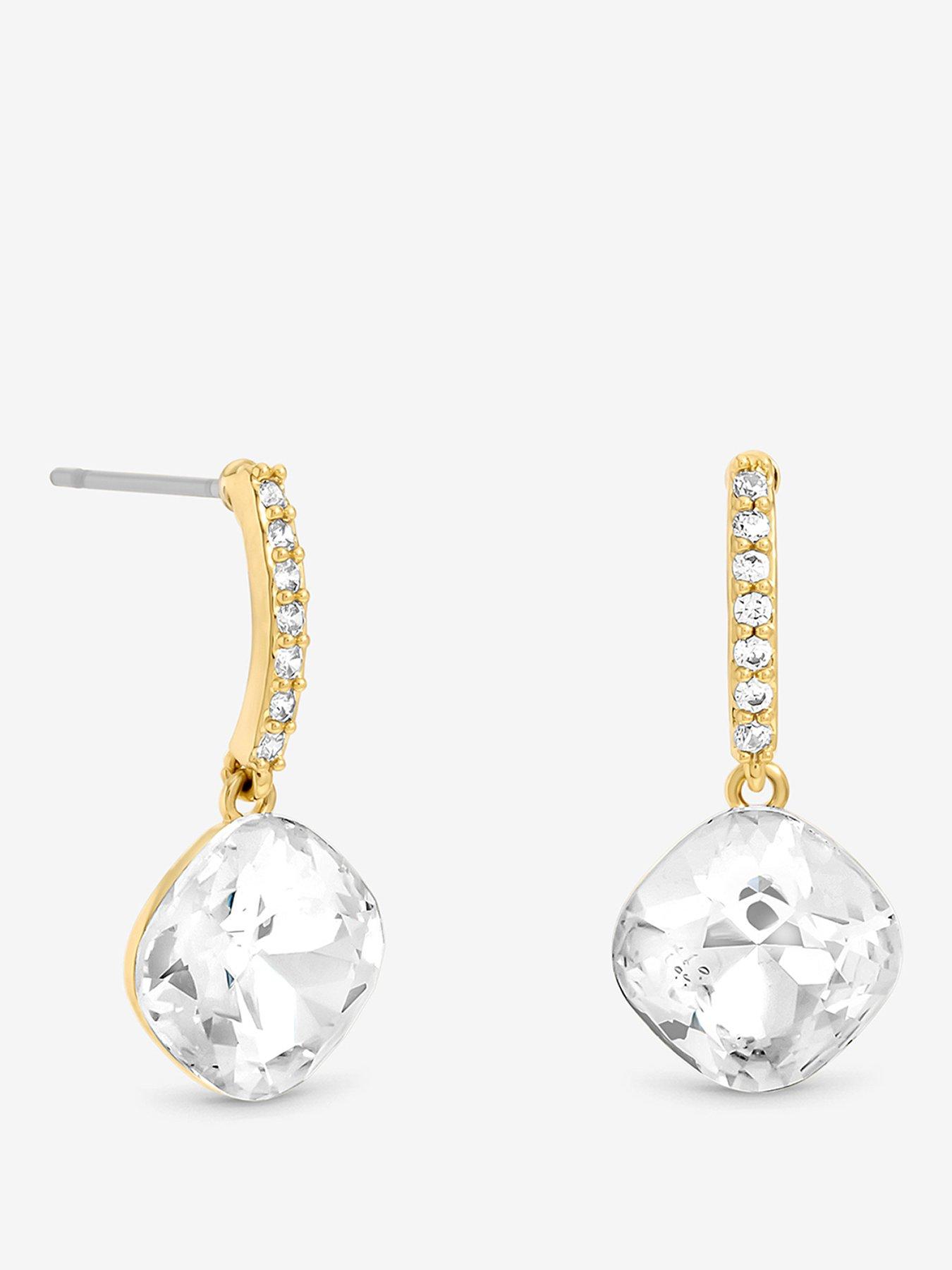 Jon Richard Rhodium Plated And Pave Stick Drop Earrings