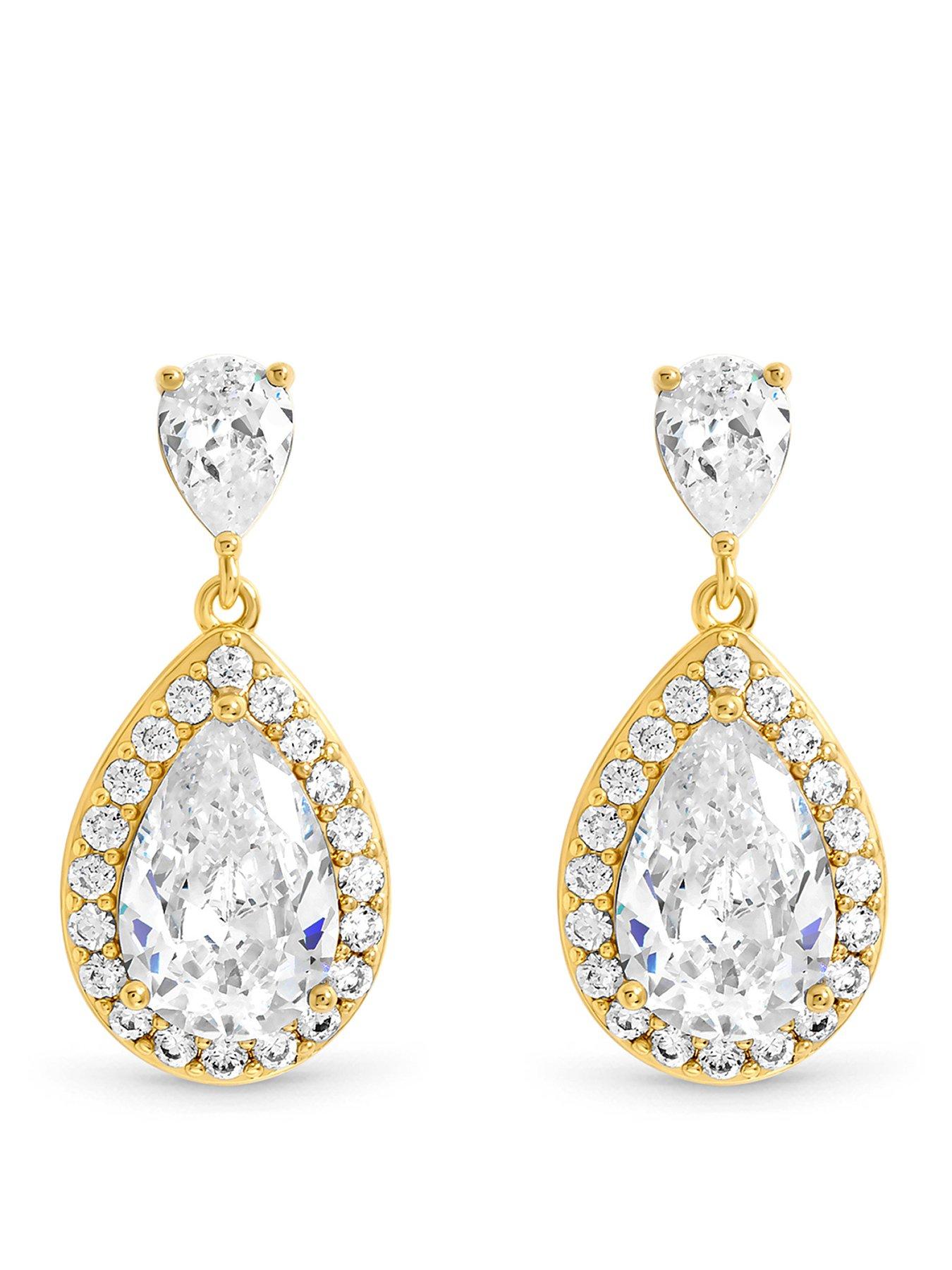 Image 1 of 2 of Jon Richard Jon Richard Gold Plated Cubic Zirconia Peardrop Earrings