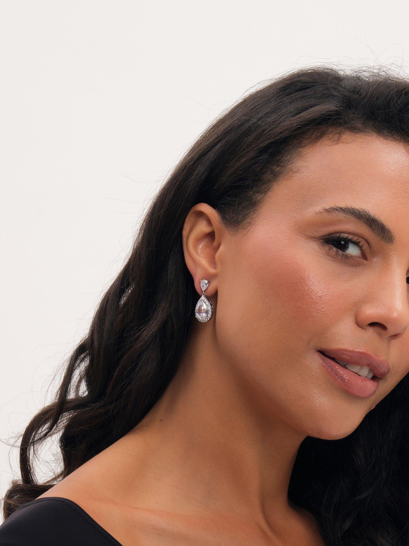 Image 2 of 2 of Jon Richard Jon Richard Gold Plated Cubic Zirconia Peardrop Earrings