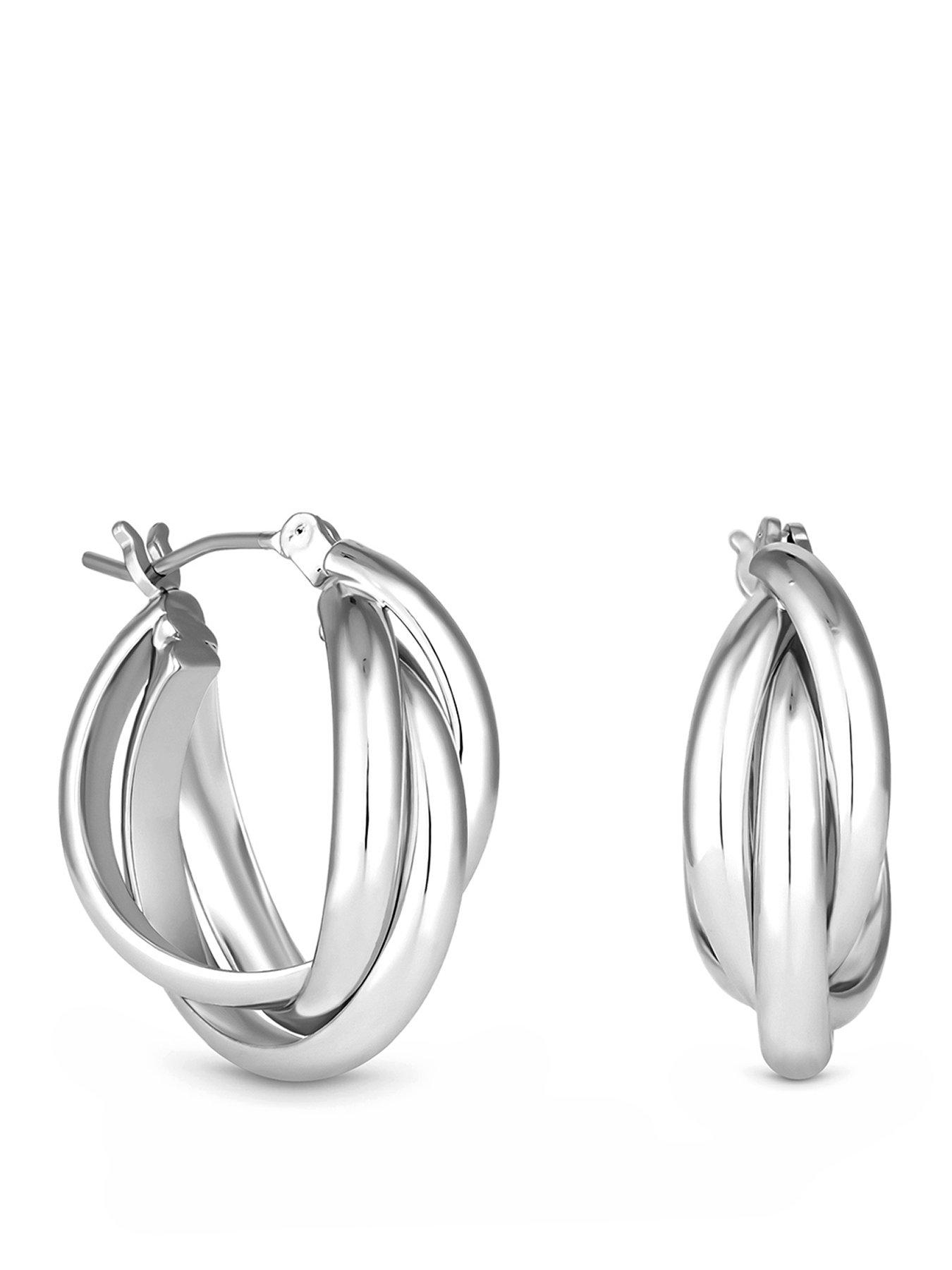 Image 1 of 1 of Jon Richard Jon Richard Silver Polished Interlocking Hoop Earrings
