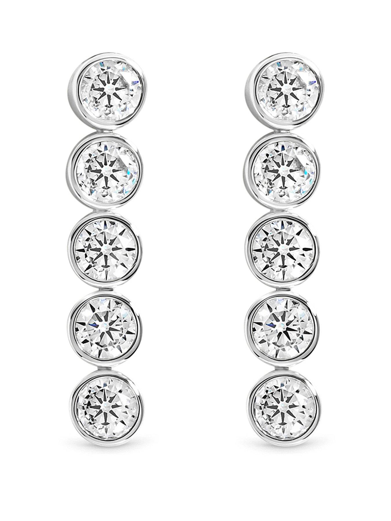 Image 1 of 2 of Jon Richard Silver Plated Tennis Round Besel Drop Earrings