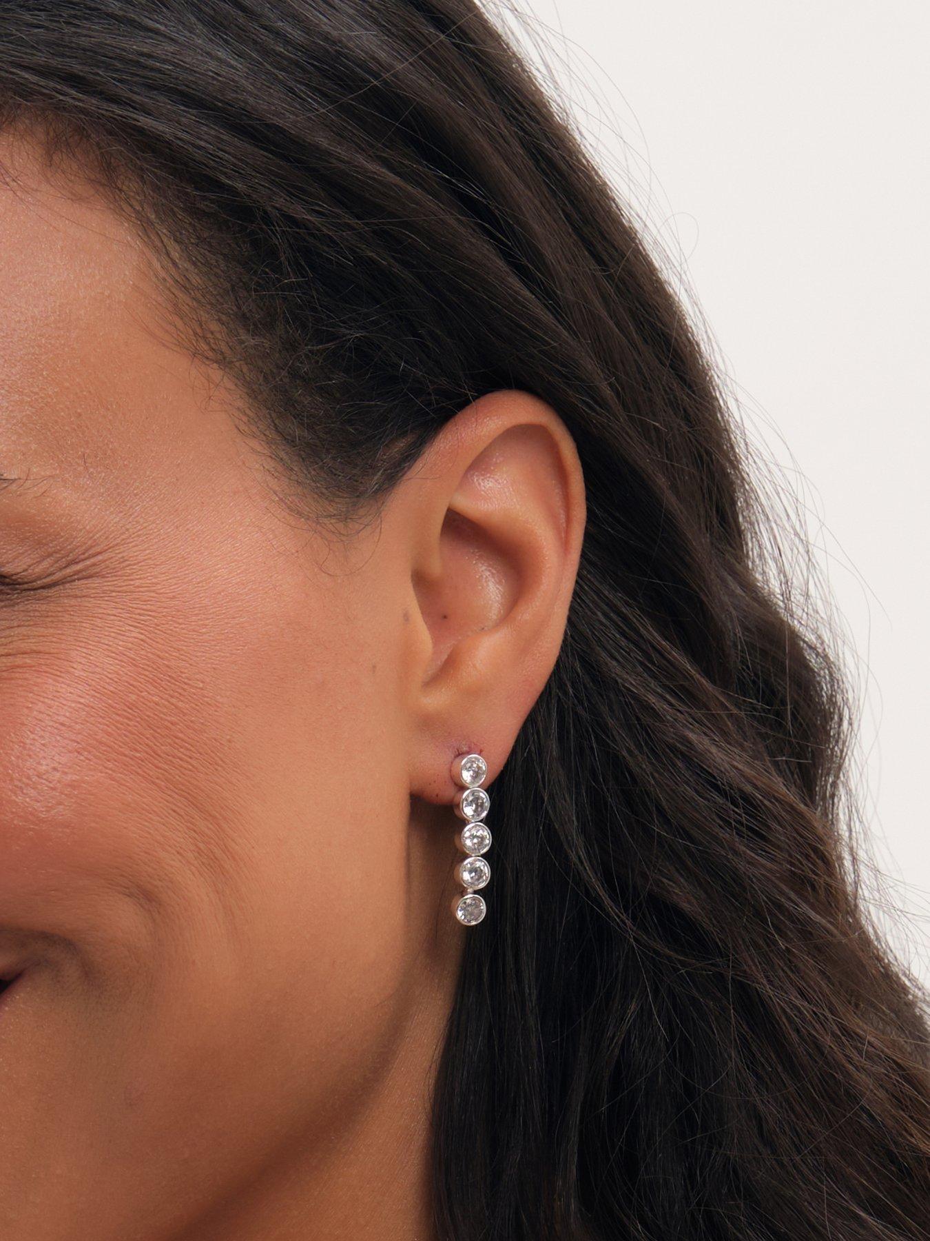 Image 2 of 2 of Jon Richard Silver Plated Tennis Round Besel Drop Earrings