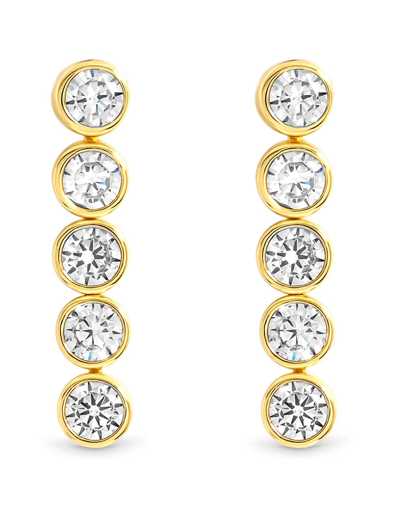 Image 1 of 3 of Jon Richard Gold Plated Tennis Round Besel Drop Earrings