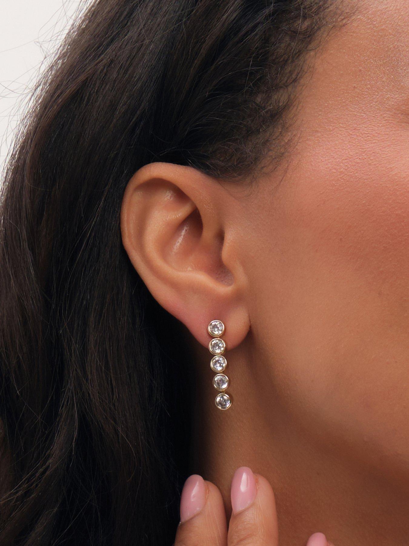 Image 2 of 3 of Jon Richard Gold Plated Tennis Round Besel Drop Earrings
