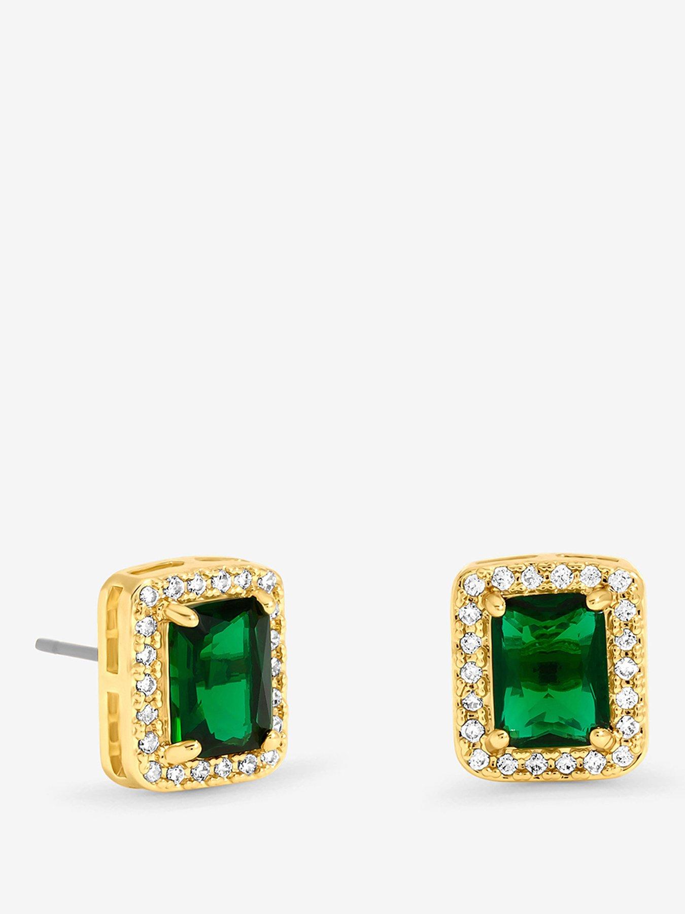Jon Richard Jon Richard Gold Plated And Emerald Perfume Bottle Earrings