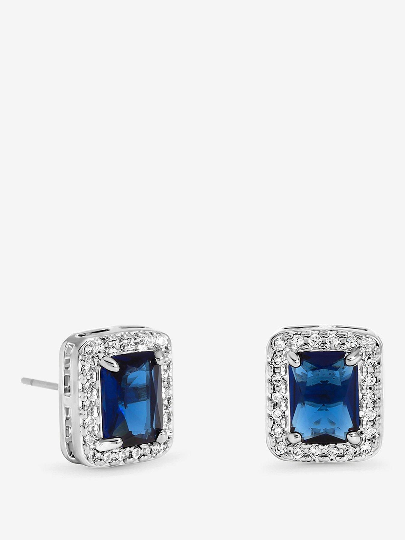 Jon Richard Jon Richard Rhodium Plated And Sapphire Perfume Bottle Earrings