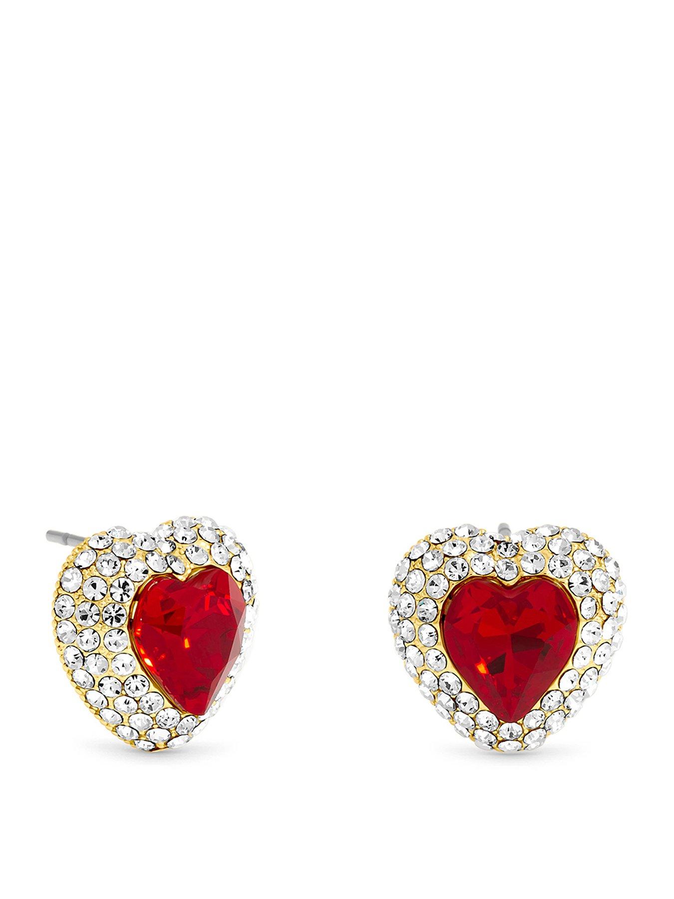 Jon Richard Jon Richard Gold Plated And Ruby Heart Earrings