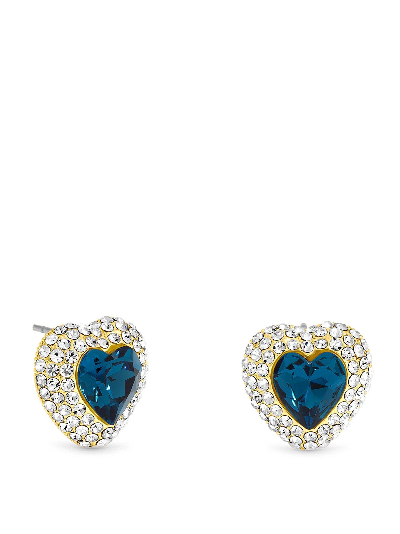 Jon Richard Jon Richard Gold Plated And Sapphire Heart Earrings