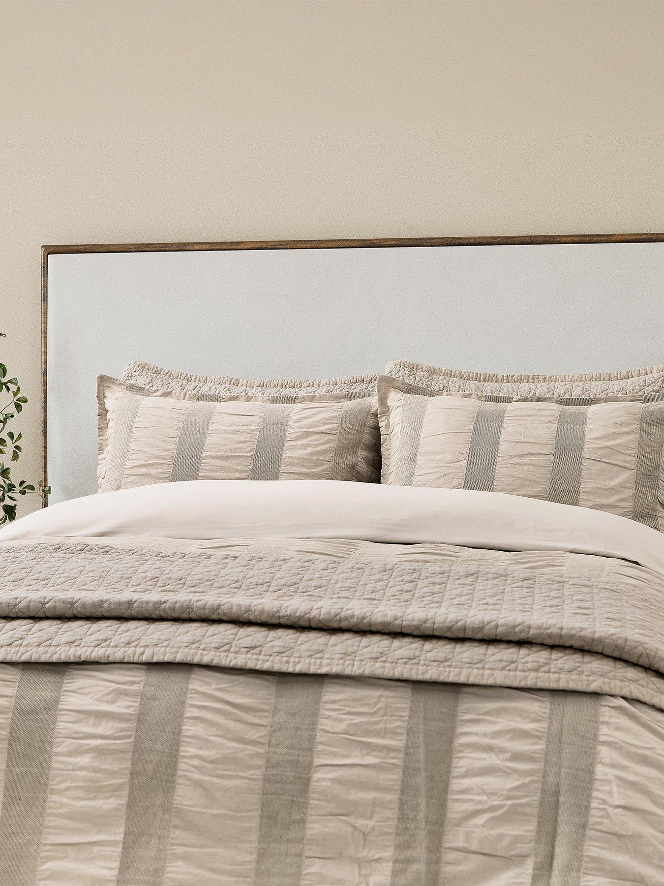 Bedeck of Belfast Woven Waffle Stripe Cover Set Linen