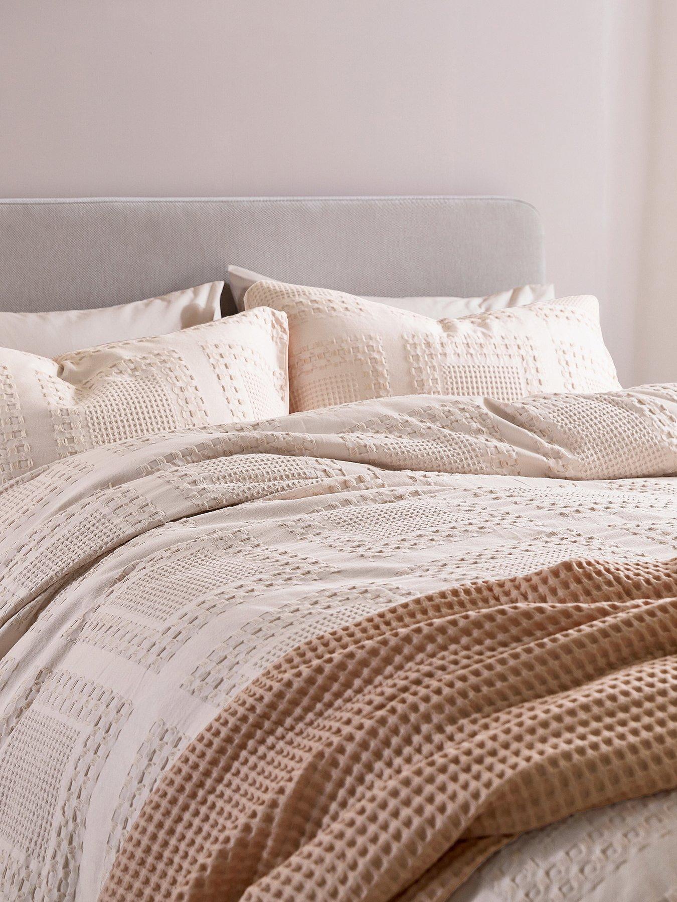 Maeve Waffle Bed Cover Set Dusky Pink