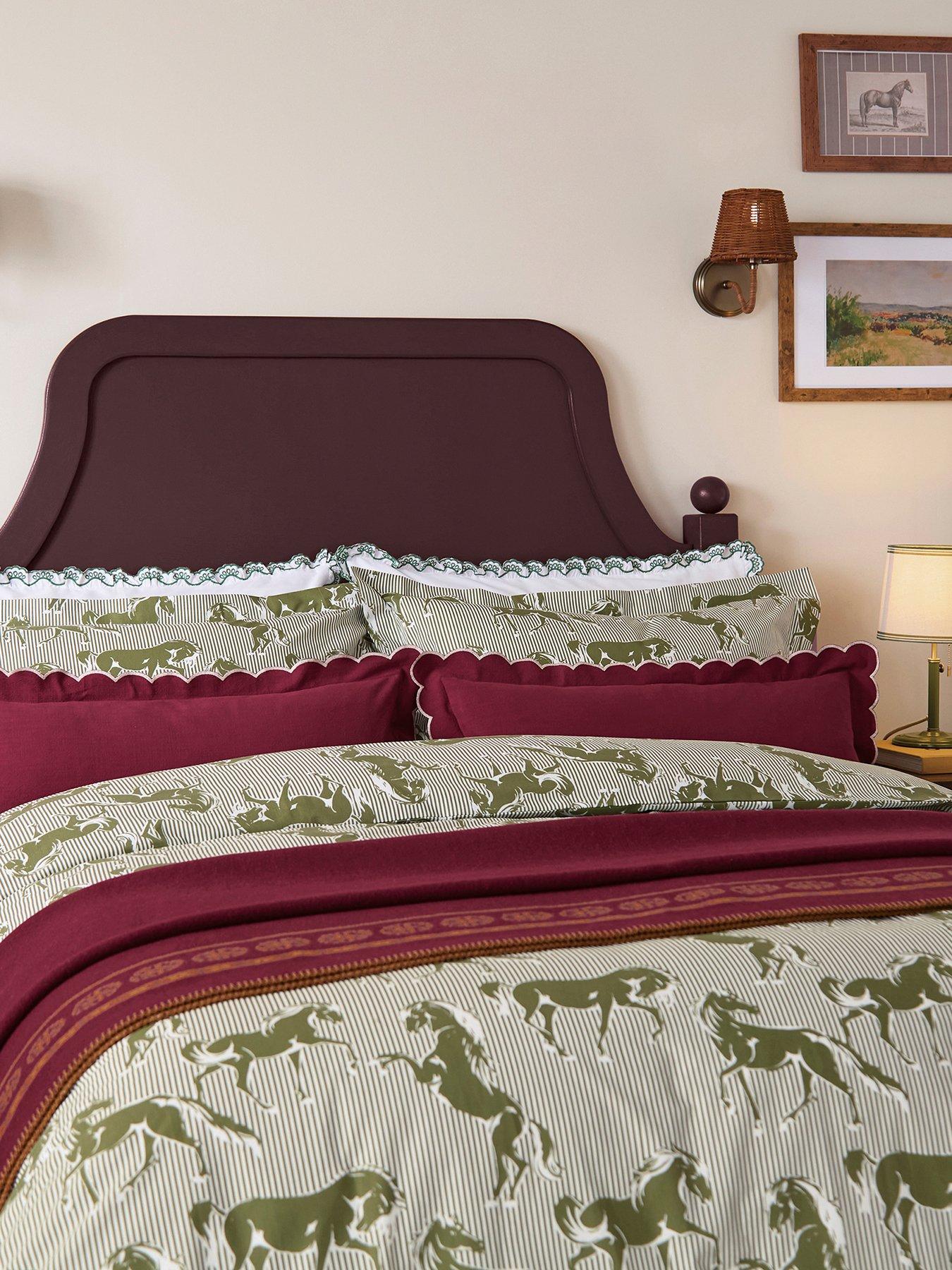 Joules Horse Stripe Cover Set S/b Green