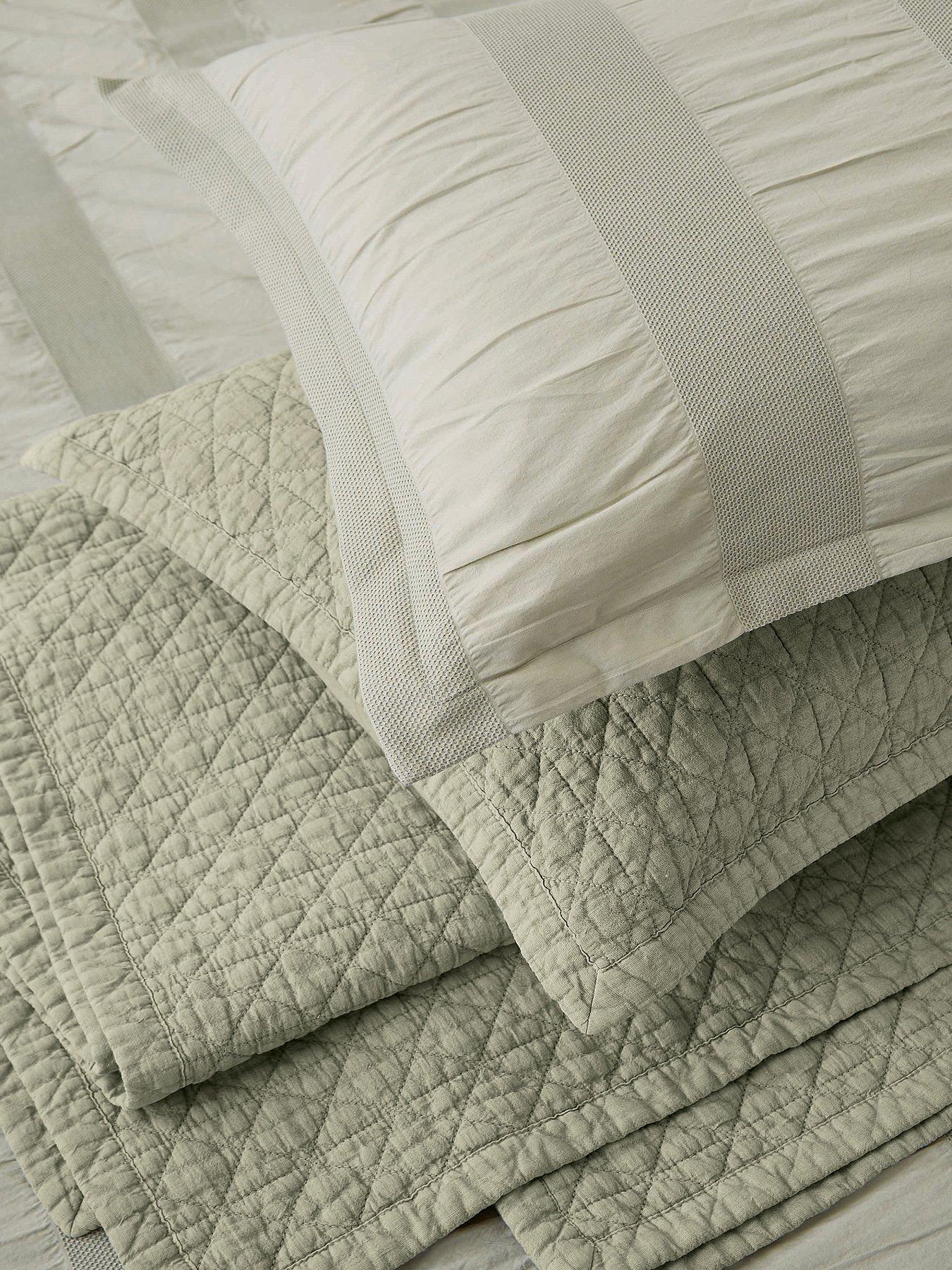 Image 5 of 5 of Bedeck of Belfast Woven Waffle Stripe Cover Set Sage Green