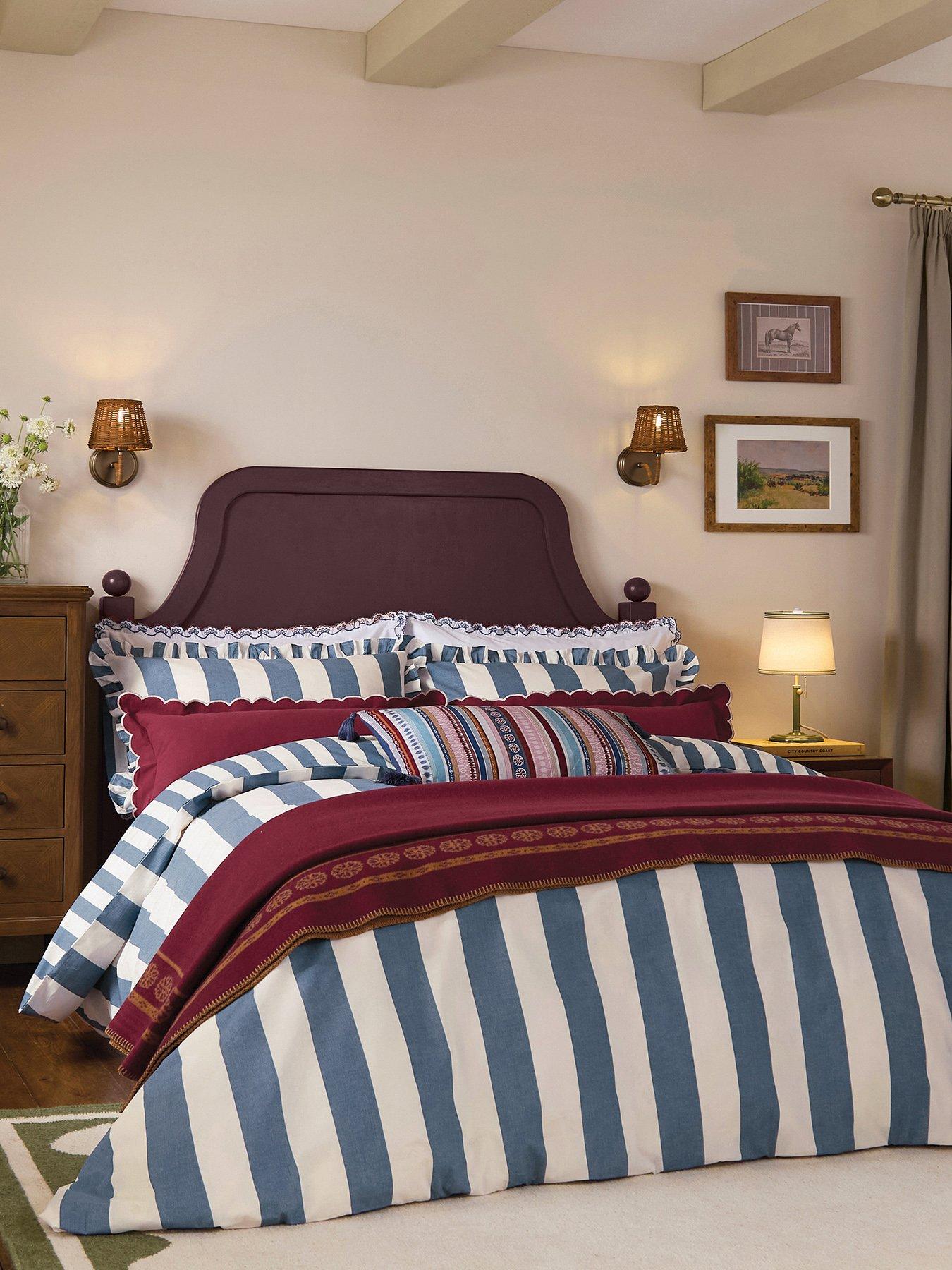 Joules Country Stripe Cover Set S/b Navy/cream