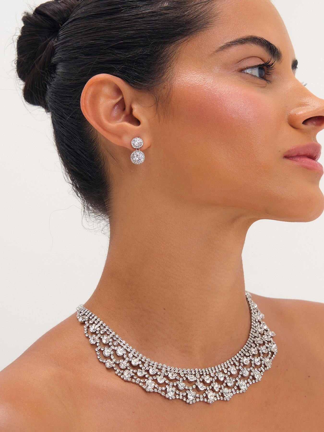 Jon Richard Rhodium Plated And Crystal Statement Collar Necklace