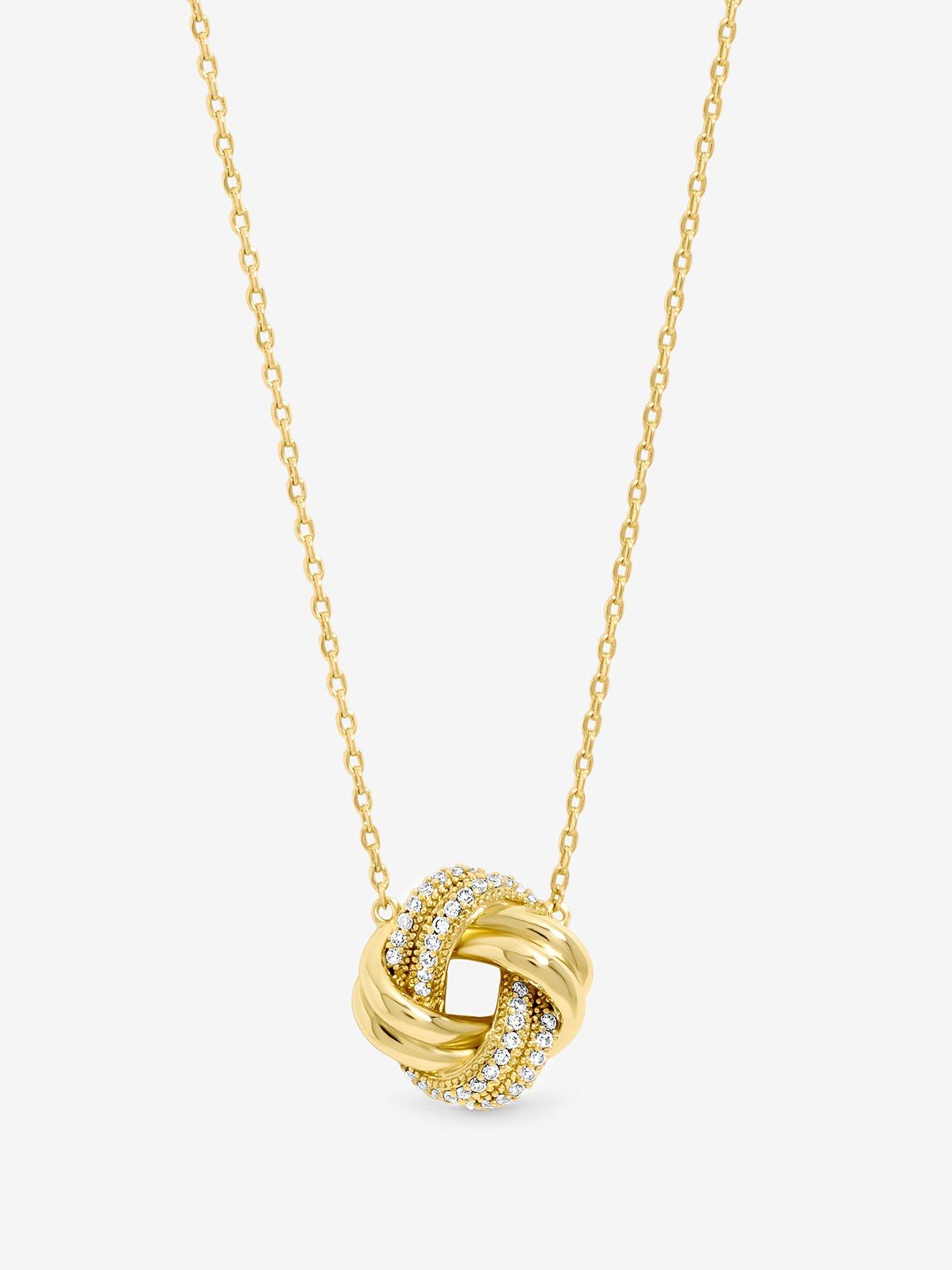 Jon Richard Gold Plated Polished And Pave Knot Pendant