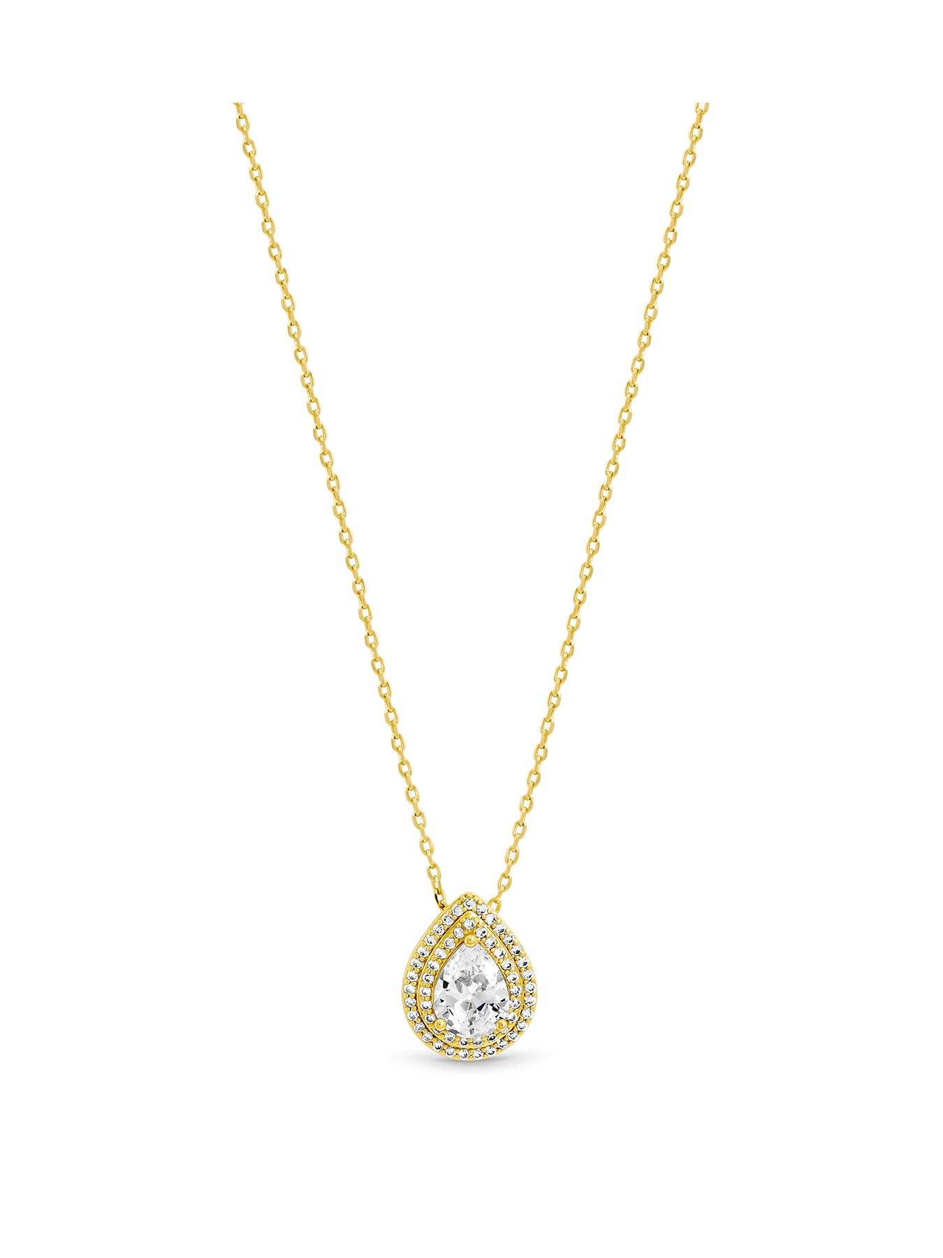 Jon Richard Jon Richard Gold Plated And Crystal Pear Drop Pendant