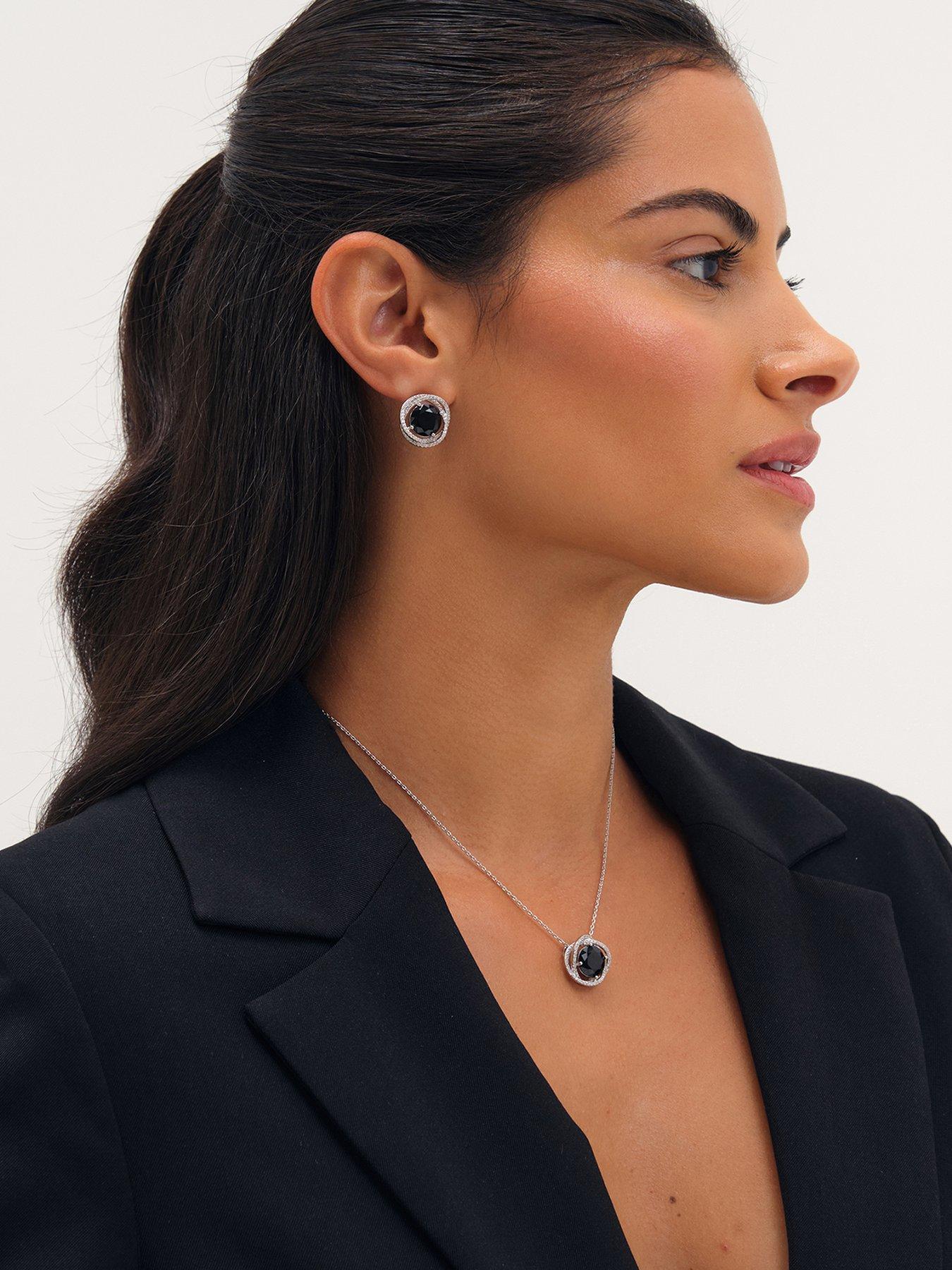Jon Richard Rhodium Plated Cubic Zirconia Twist Halo Sapphire Pendant