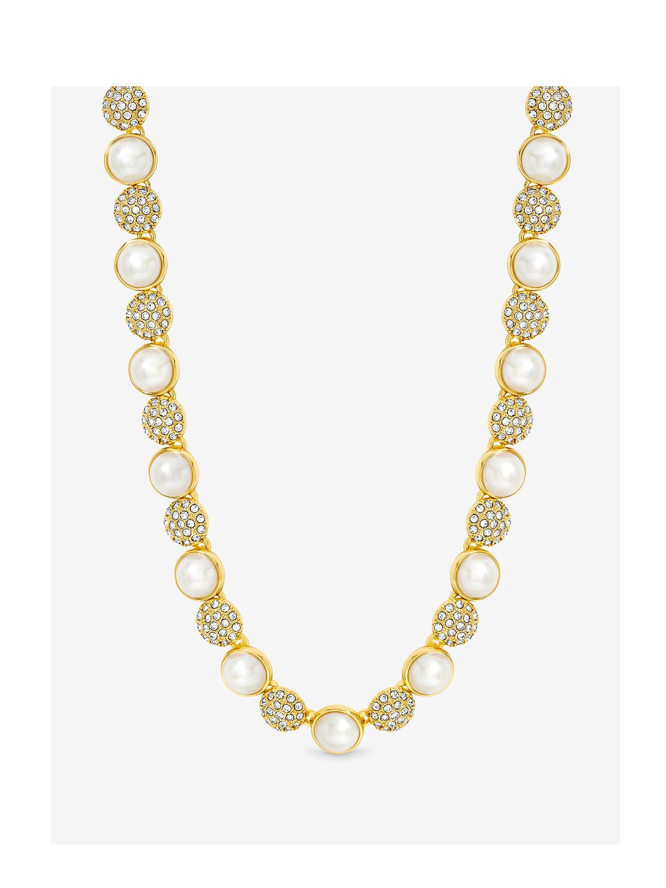 Jon Richard Gold Plated Pearl And Pave Necklace