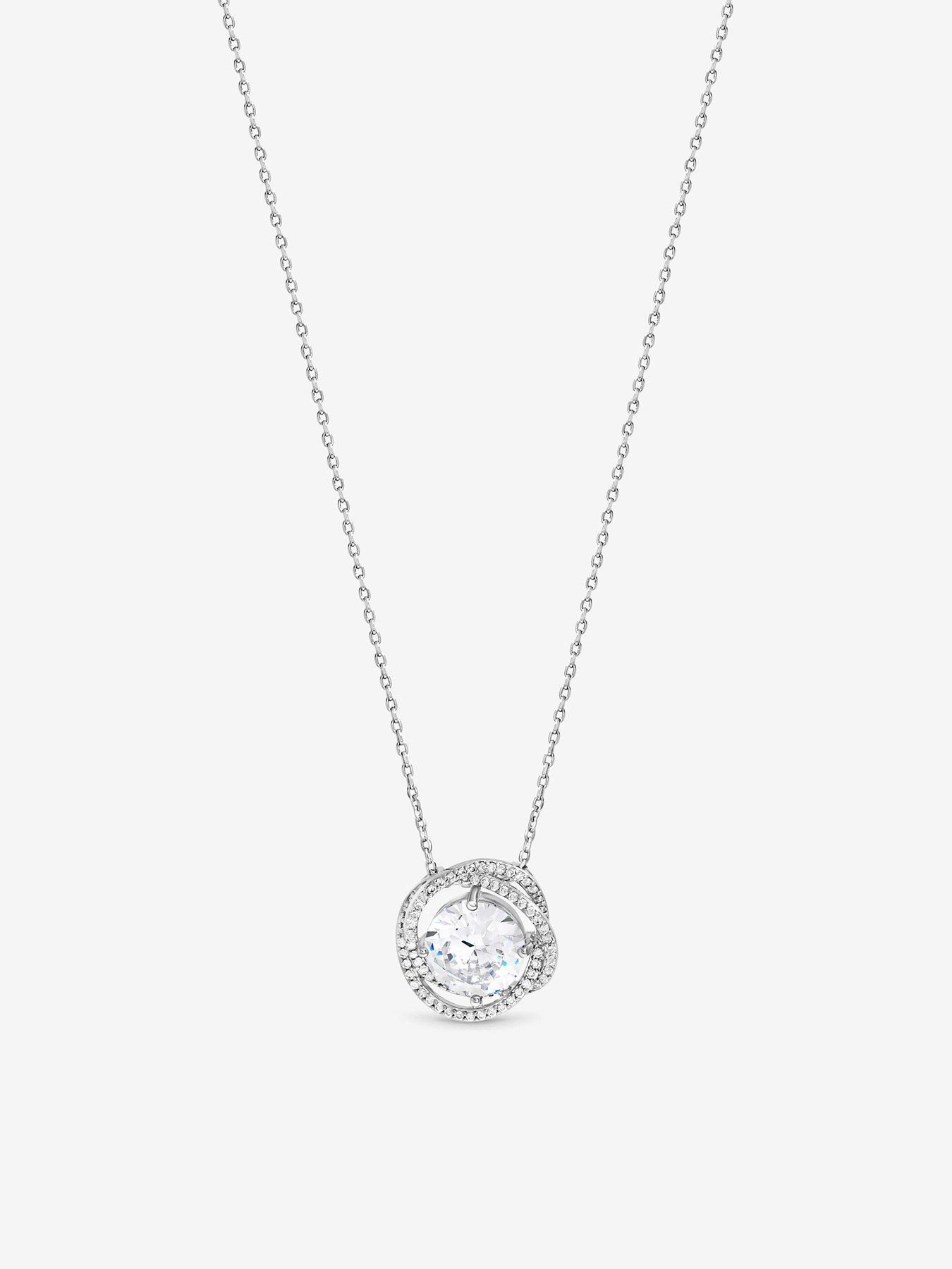 Image 2 of 4 of Jon Richard Rhodium Plated Cubic Zirconia Twist Halo Pendant