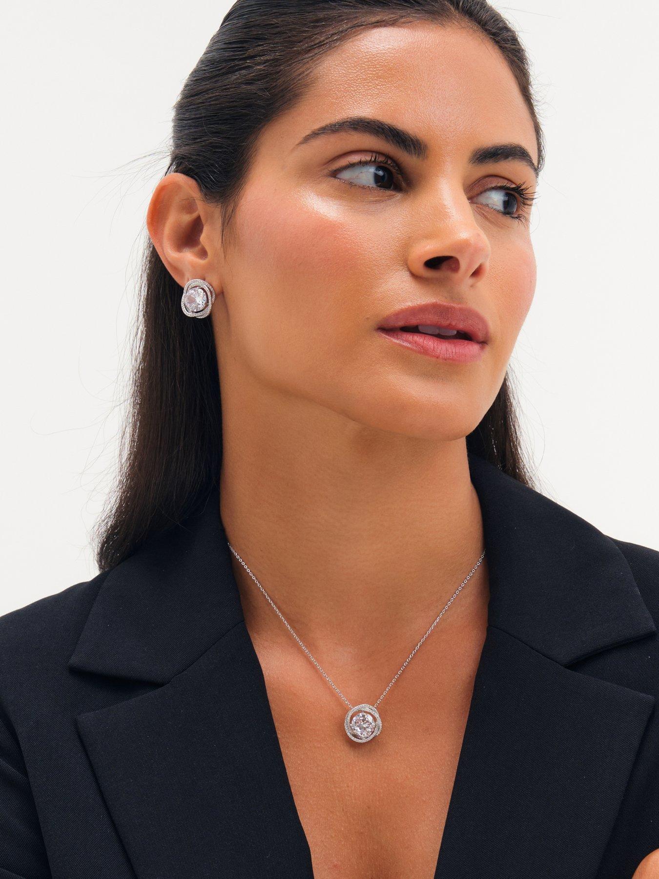 Image 3 of 4 of Jon Richard Rhodium Plated Cubic Zirconia Twist Halo Pendant