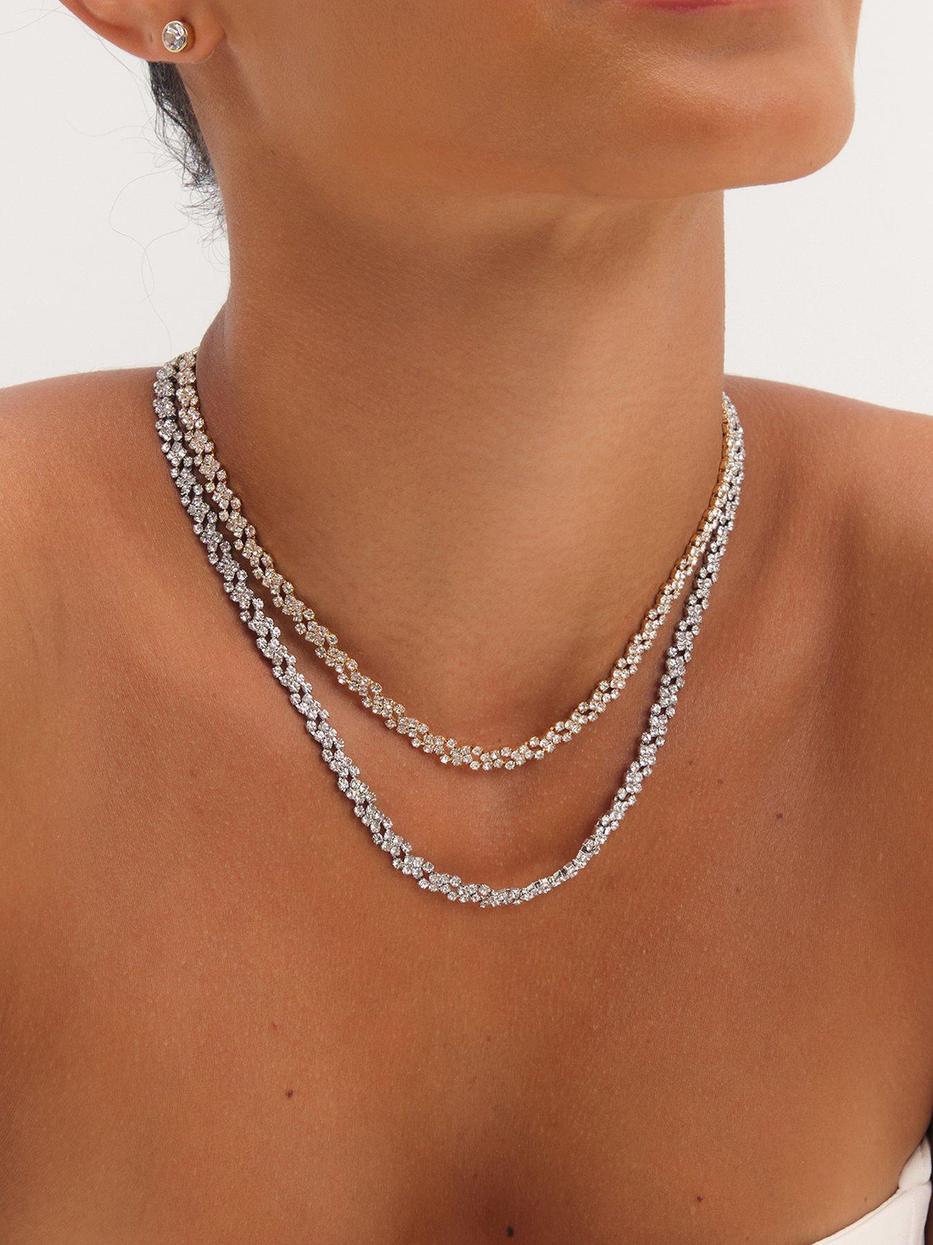 Jon Richard Gold Plated Crystal Fine Multi Stone Necklace