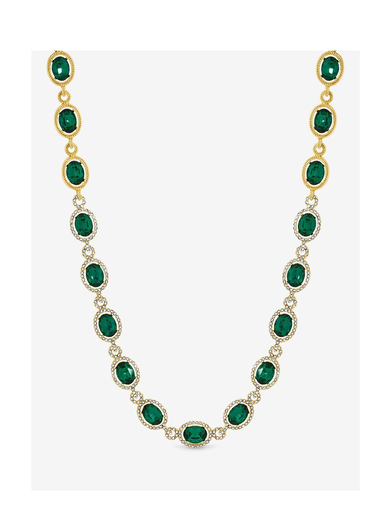Jon Richard GOLD PLATE AND EMERALD HALO NECKLACE