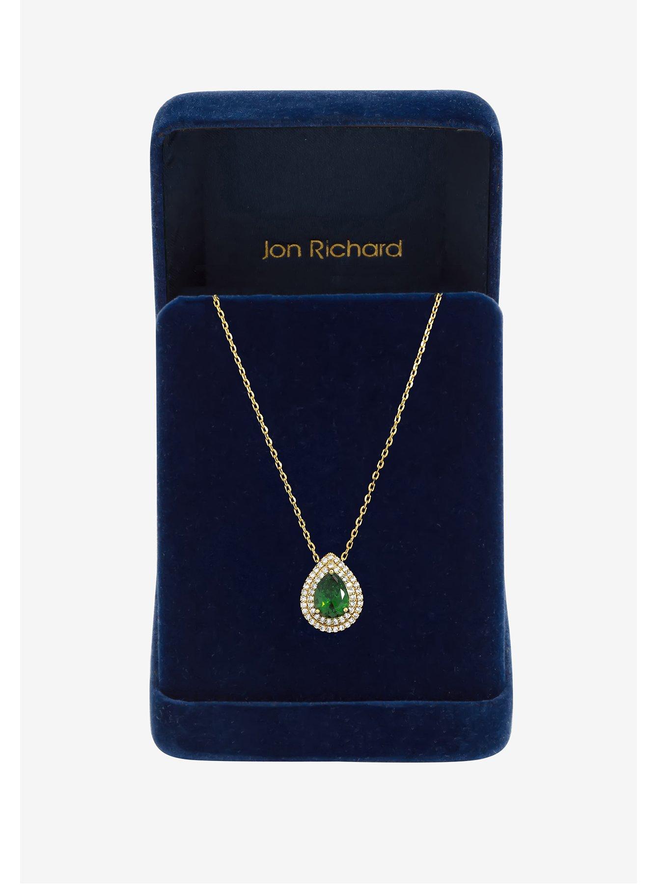 Jon Richard Gold Plated Cubic Zirconia Emerald Pear Pendant