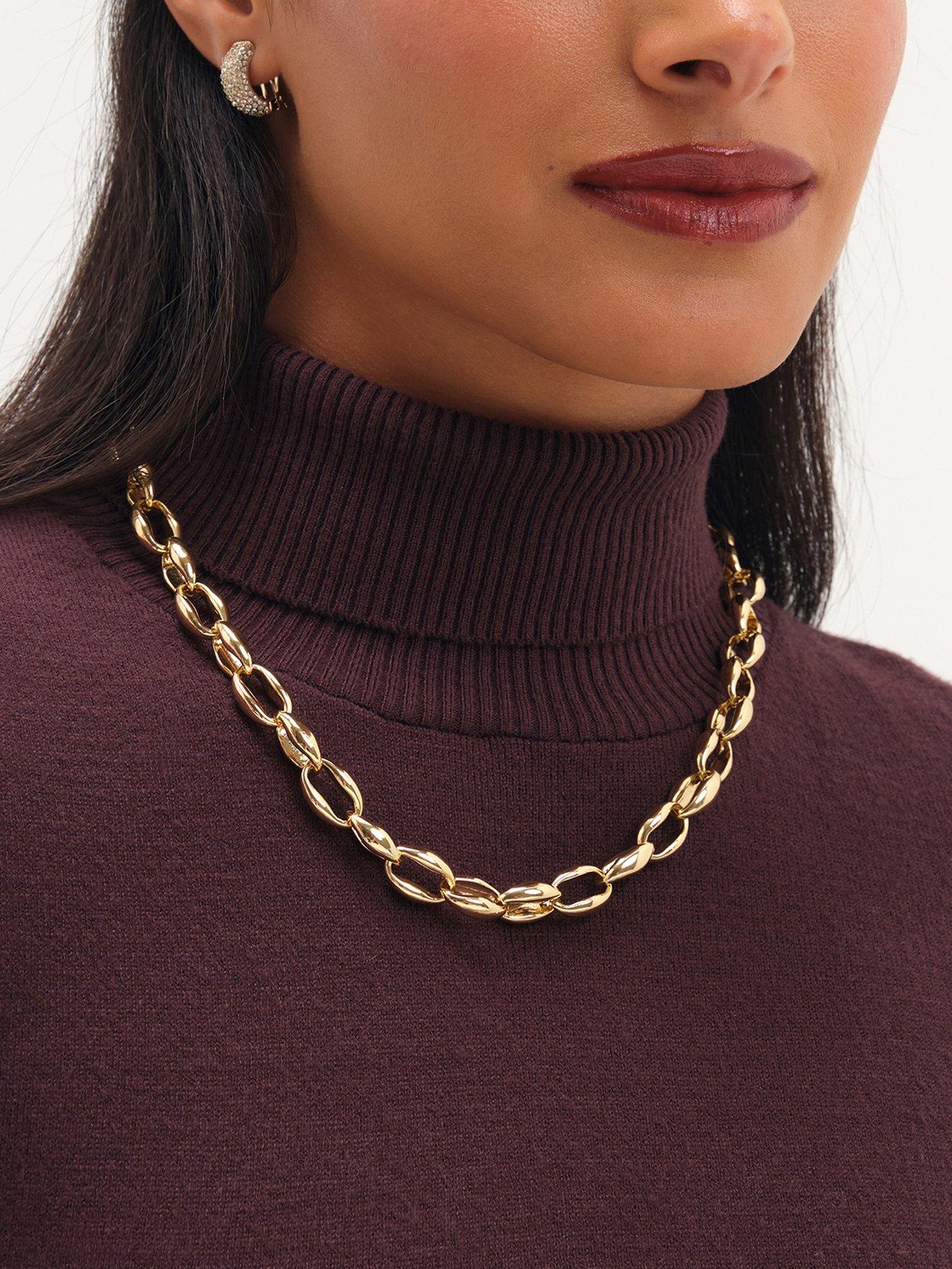 Jon Richard Jon Richard Gold Plated And Oval Link Necklace