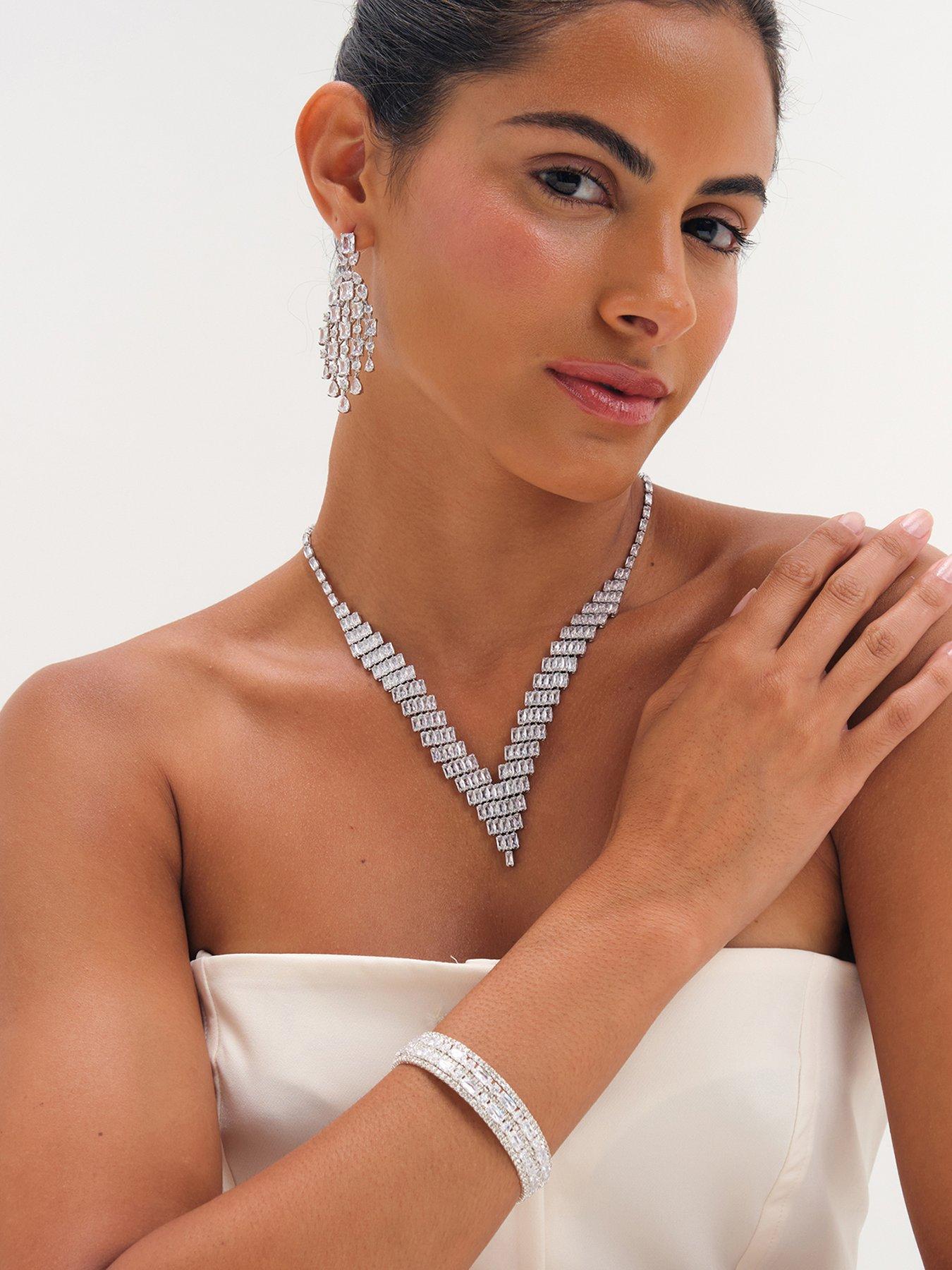 Jon Richard Rhodium Plated And Crystal Multi Stone Cuff