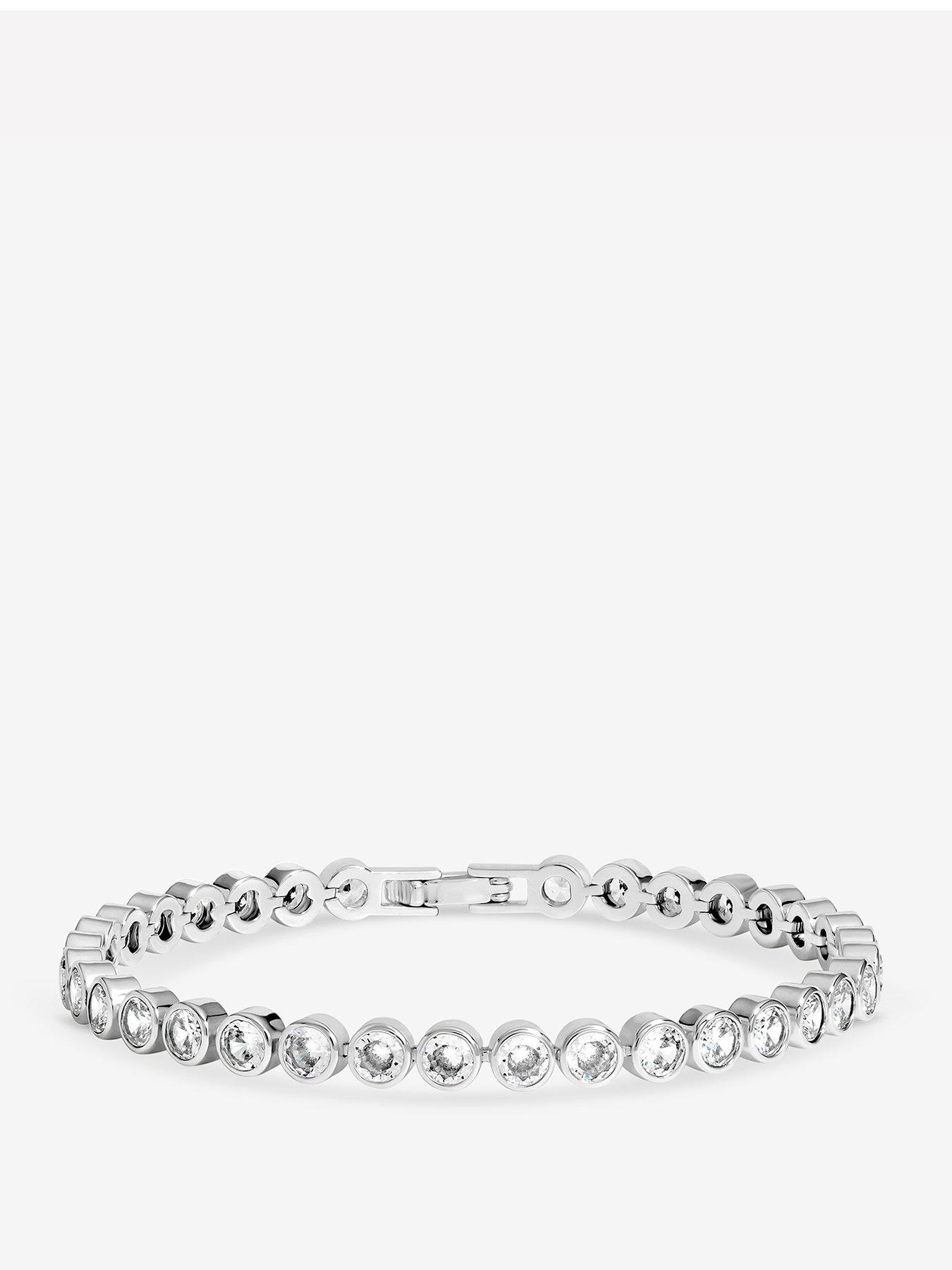 Image 1 of 1 of Jon Richard Womens Tennis Round Besel Bracelet - Silver