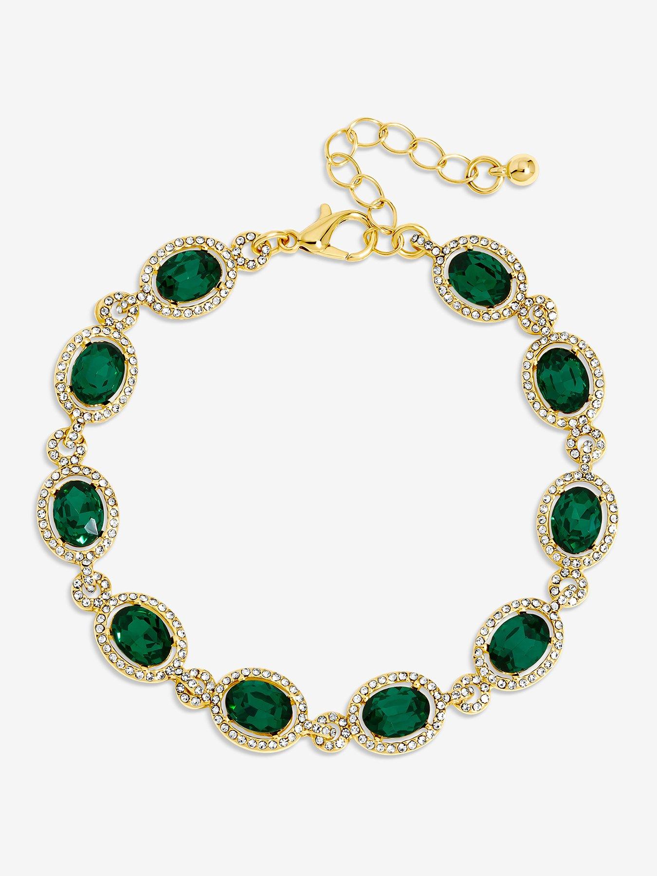 Jon Richard GOLD PLATE EMERALD HALO BRACELET