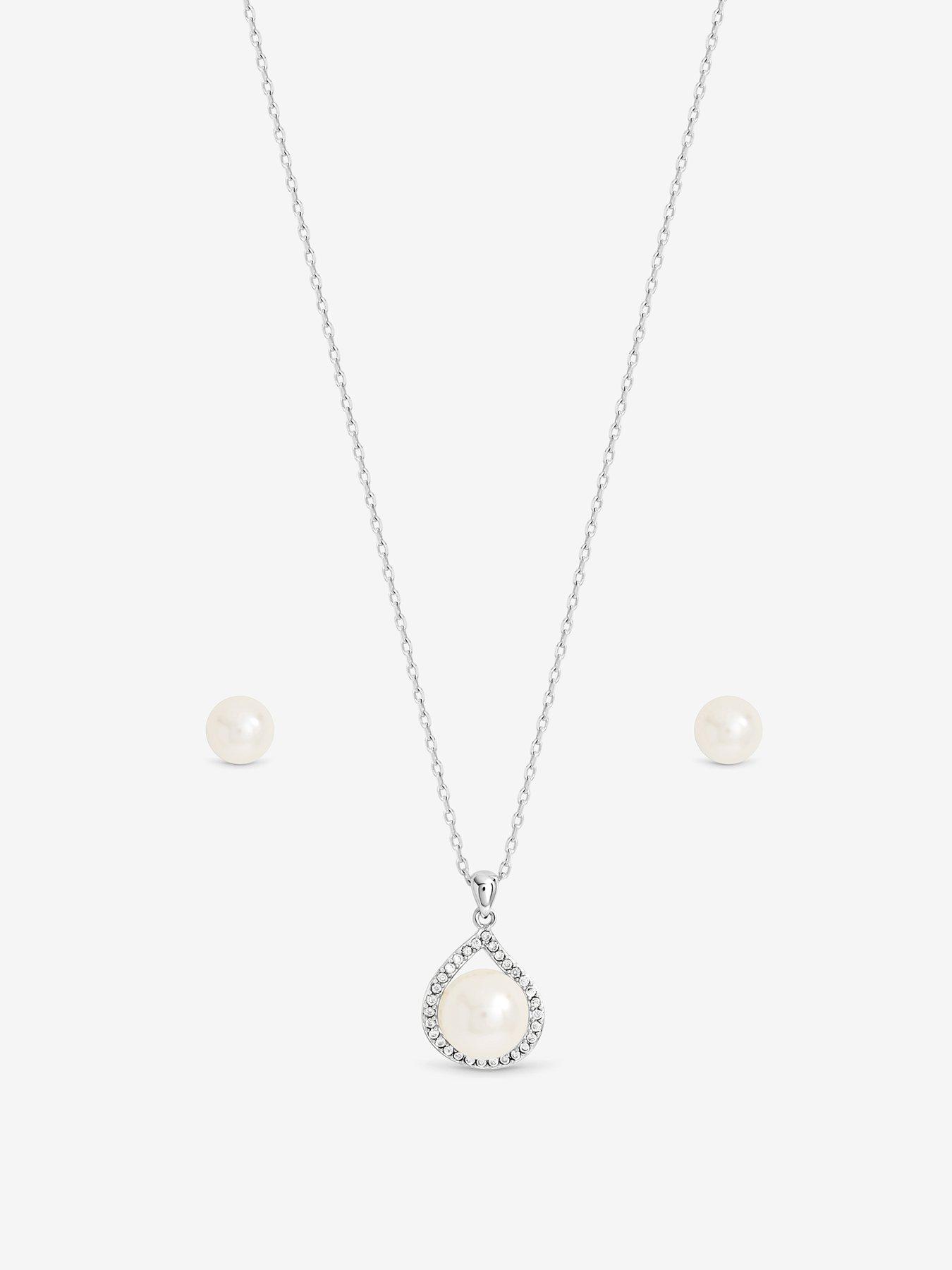 Image 2 of 4 of Jon Richard Rhodium Plated Crystal And Pearl Halo Box Set