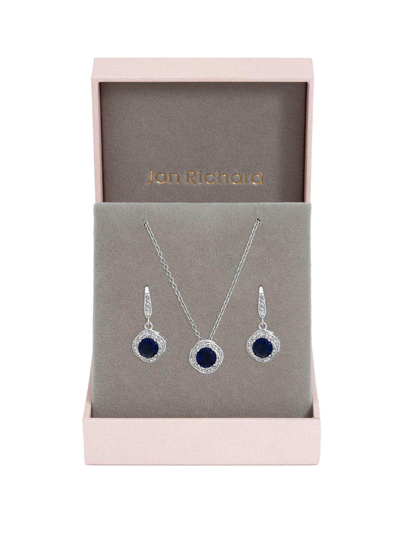 Image 1 of 2 of Jon Richard Rhodium Plated And Sapphire Box Set