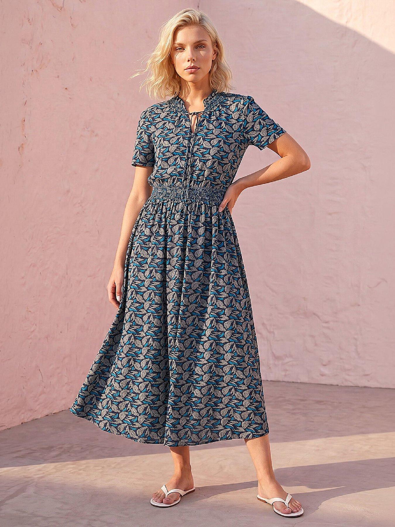 Roman Shirred Waist Dress