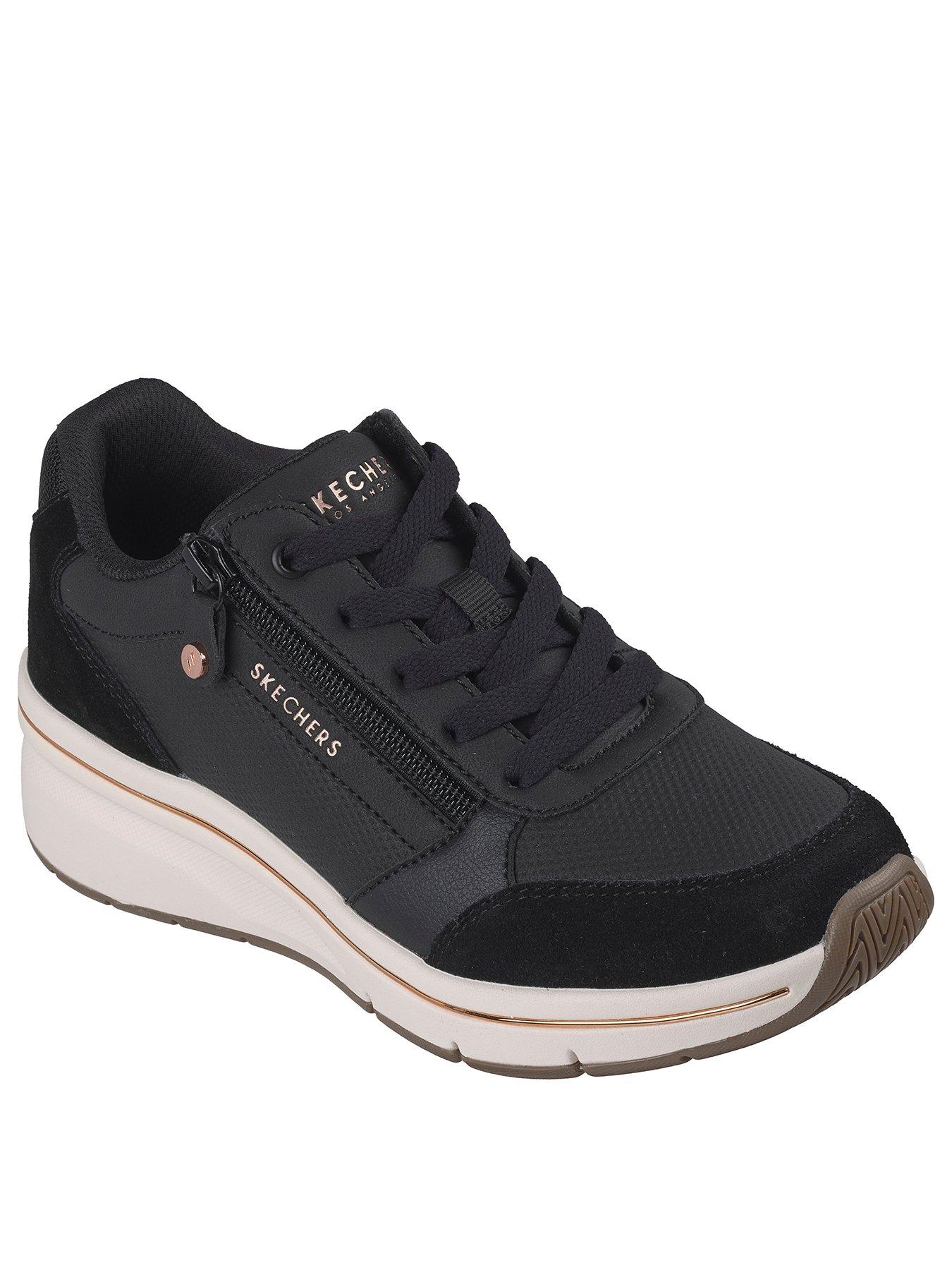 Image 2 of 6 of Skechers Billion Flex Luxe Up Quarter Zip Duraleather And Suede Lace Up Fashion Sneaker - Black